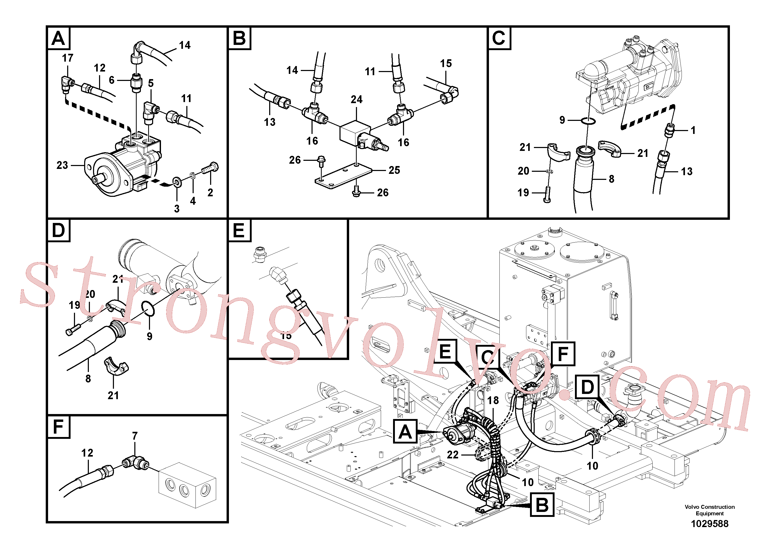 VOE936735 Volvo Sistema hidráulico, sistema refrigerante do óleo(1029588 Montagem)