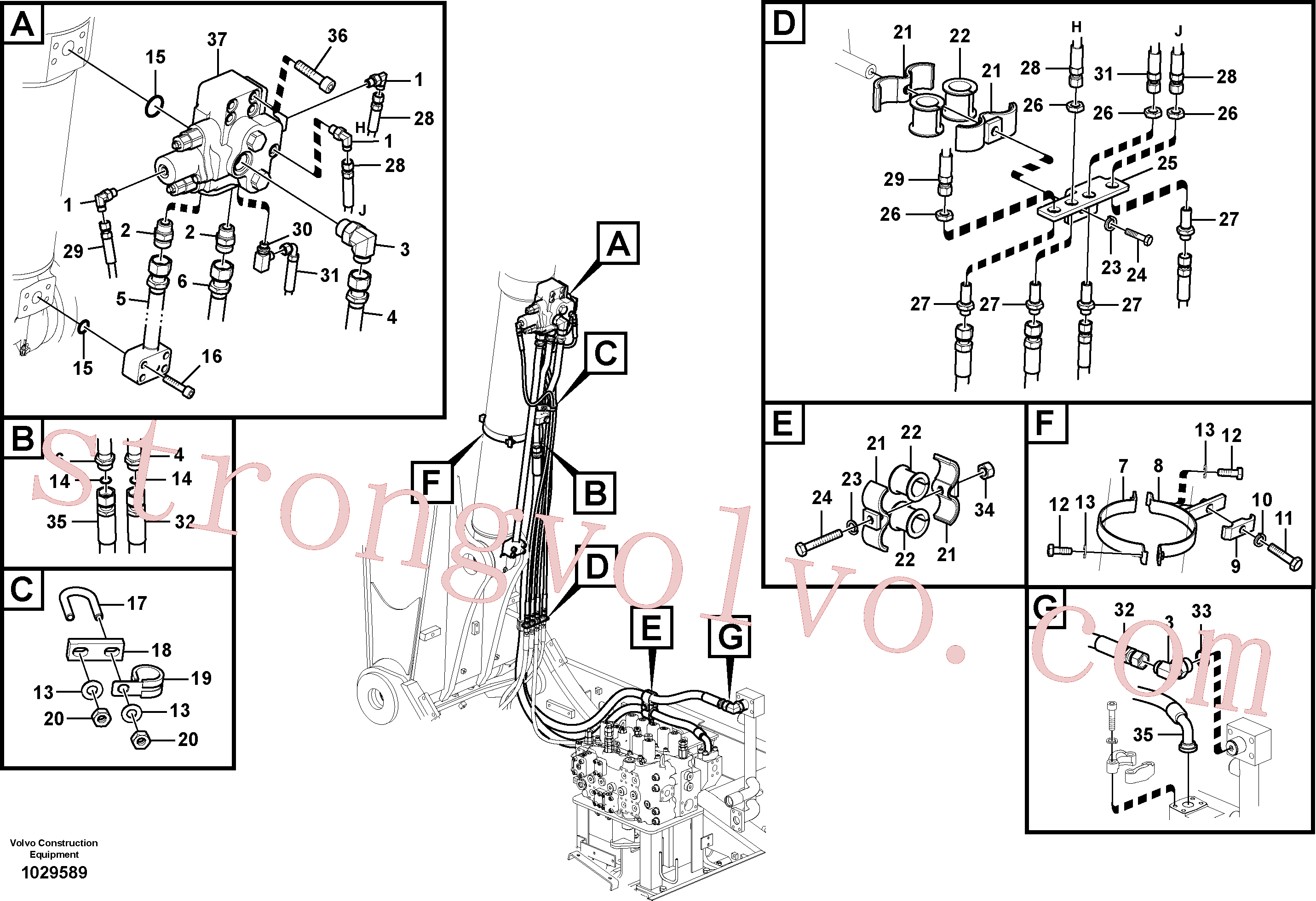 VOE14533646 Volvo Hidráulica de serviço, cilindro da 2ª lança em lança ajustável(1029589 Montagem)