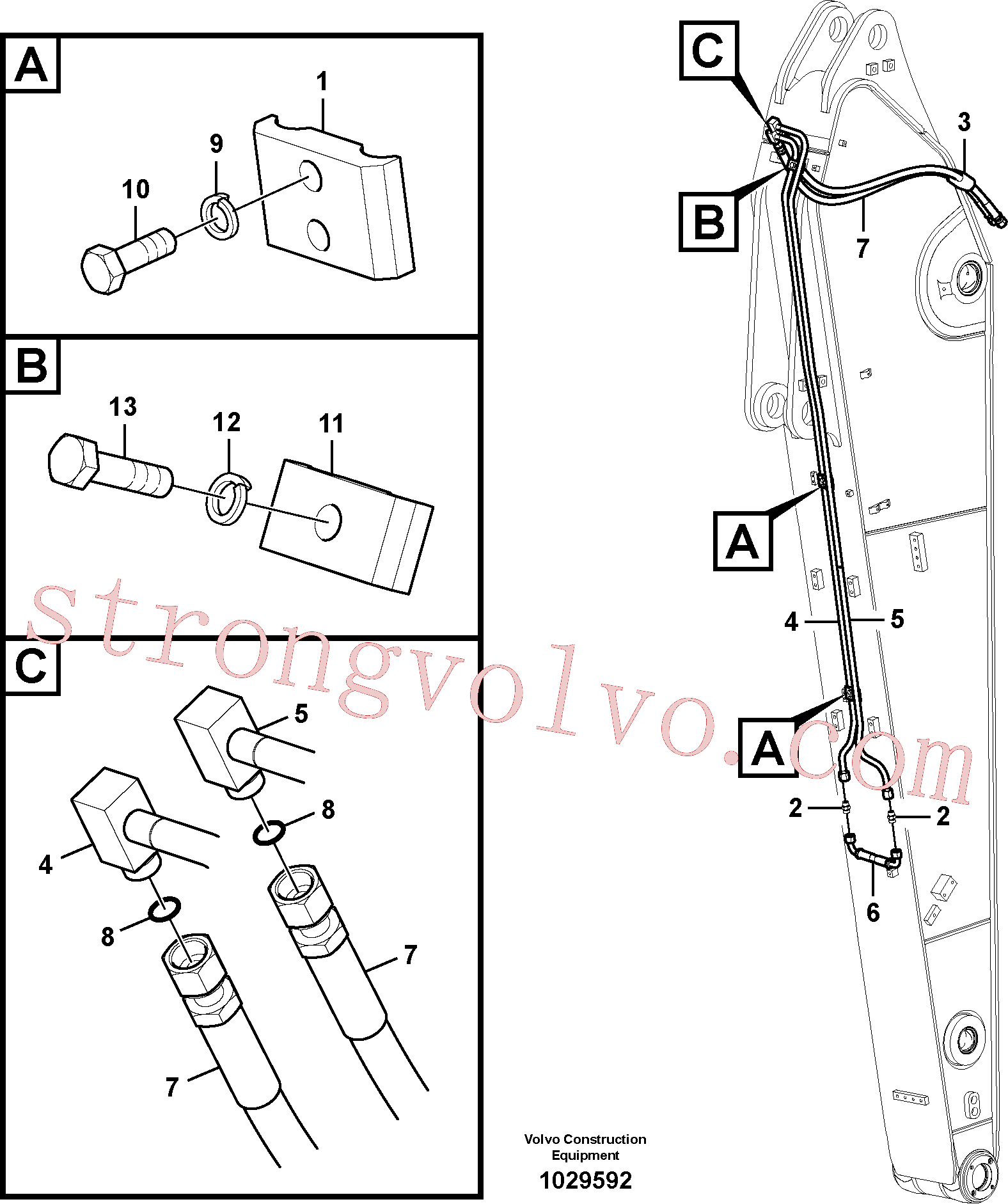VOE14881622 Volvo Hidráulica de serviço, inclinação e rotor no braço de afundamento(1029592 Montagem)