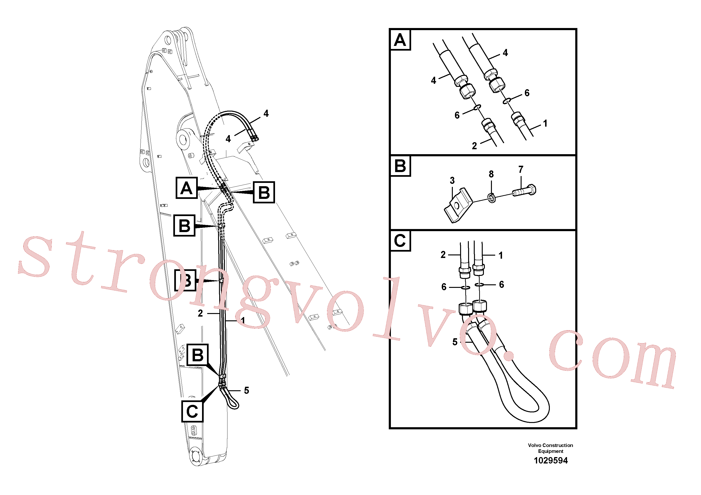 SA9459-05620 Volvo Hidráulica de serviço, inclinação e rotor no braço de afundamento(1029594 Montagem)