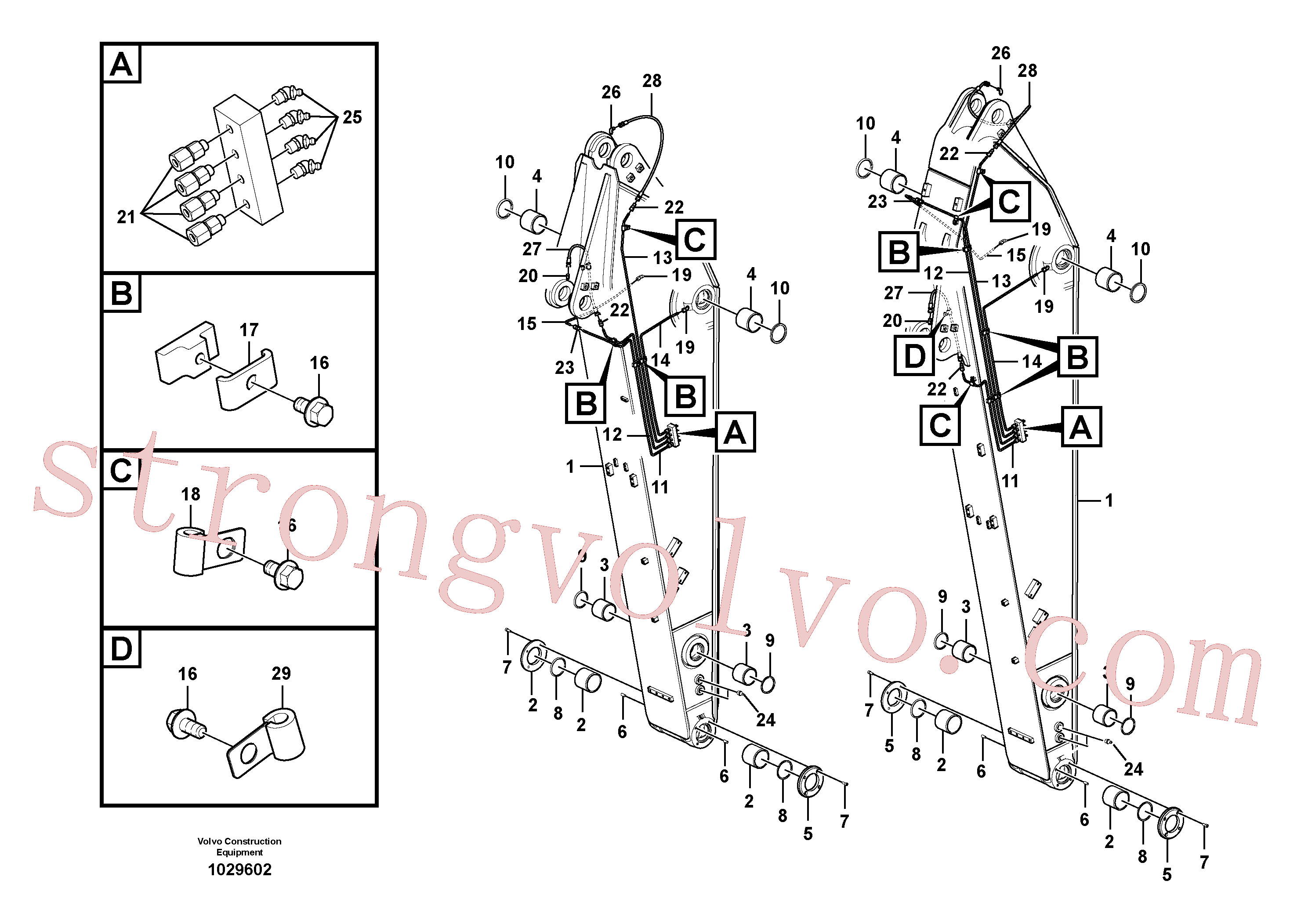 VOE14543240 Volvo Tubagem de massa e do braço de afundamento com sede da tubagem(1029602 Montagem)