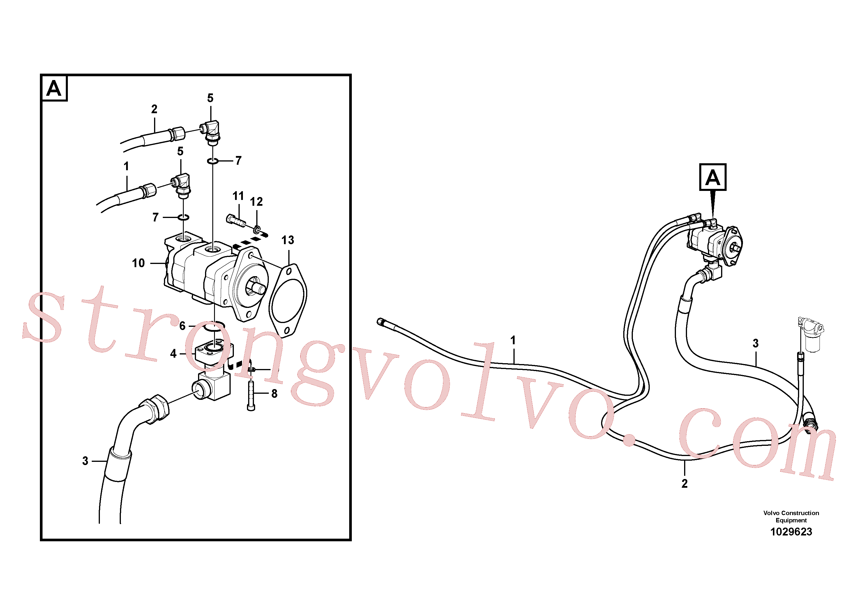 SA9451-04355 Volvo Sistema hidráulico, suporte da bomba refrigerante do óleo(1029623 Montagem)