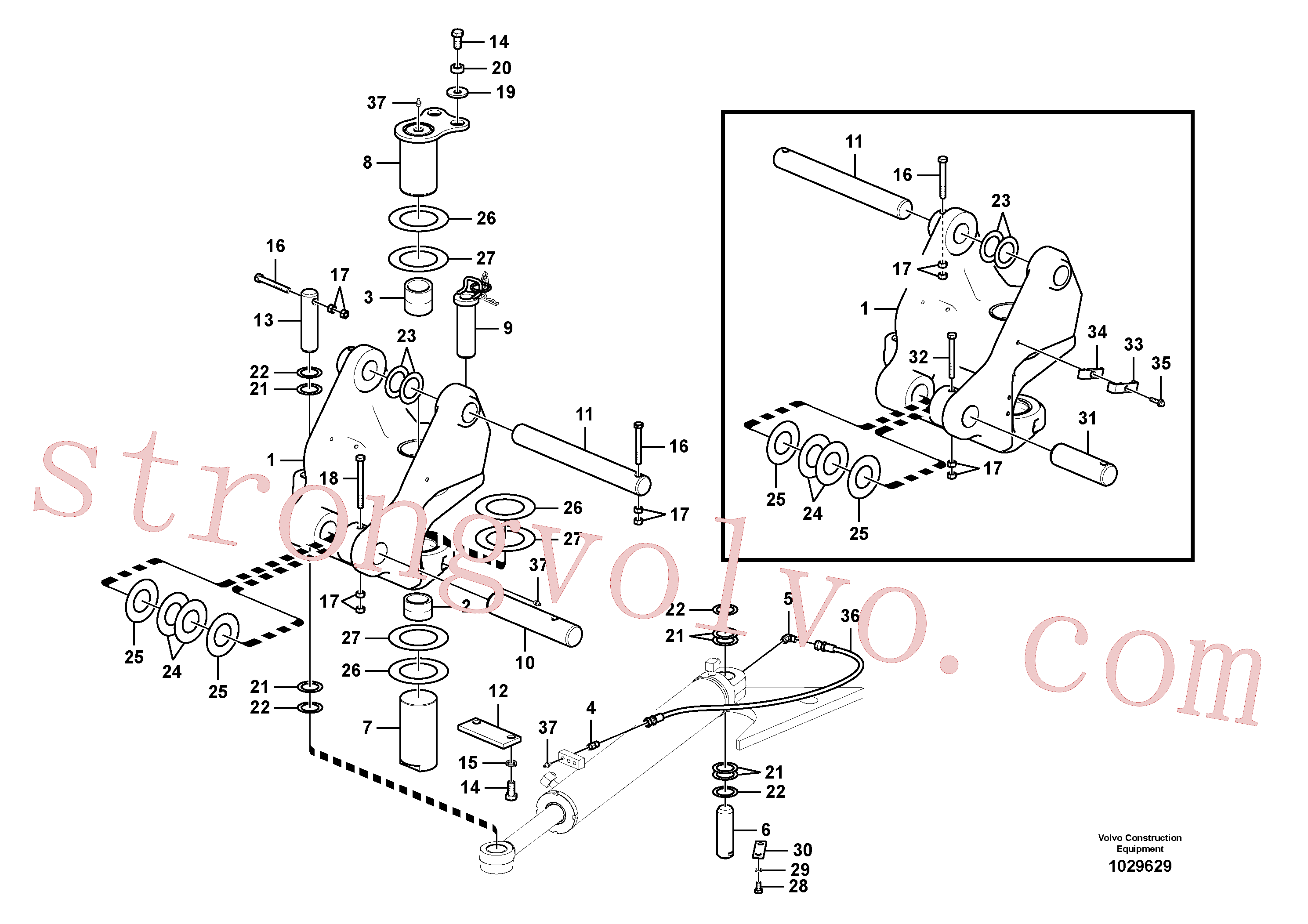 VOE14528852 Volvo Tirantes para a lança(1029629 Montagem)