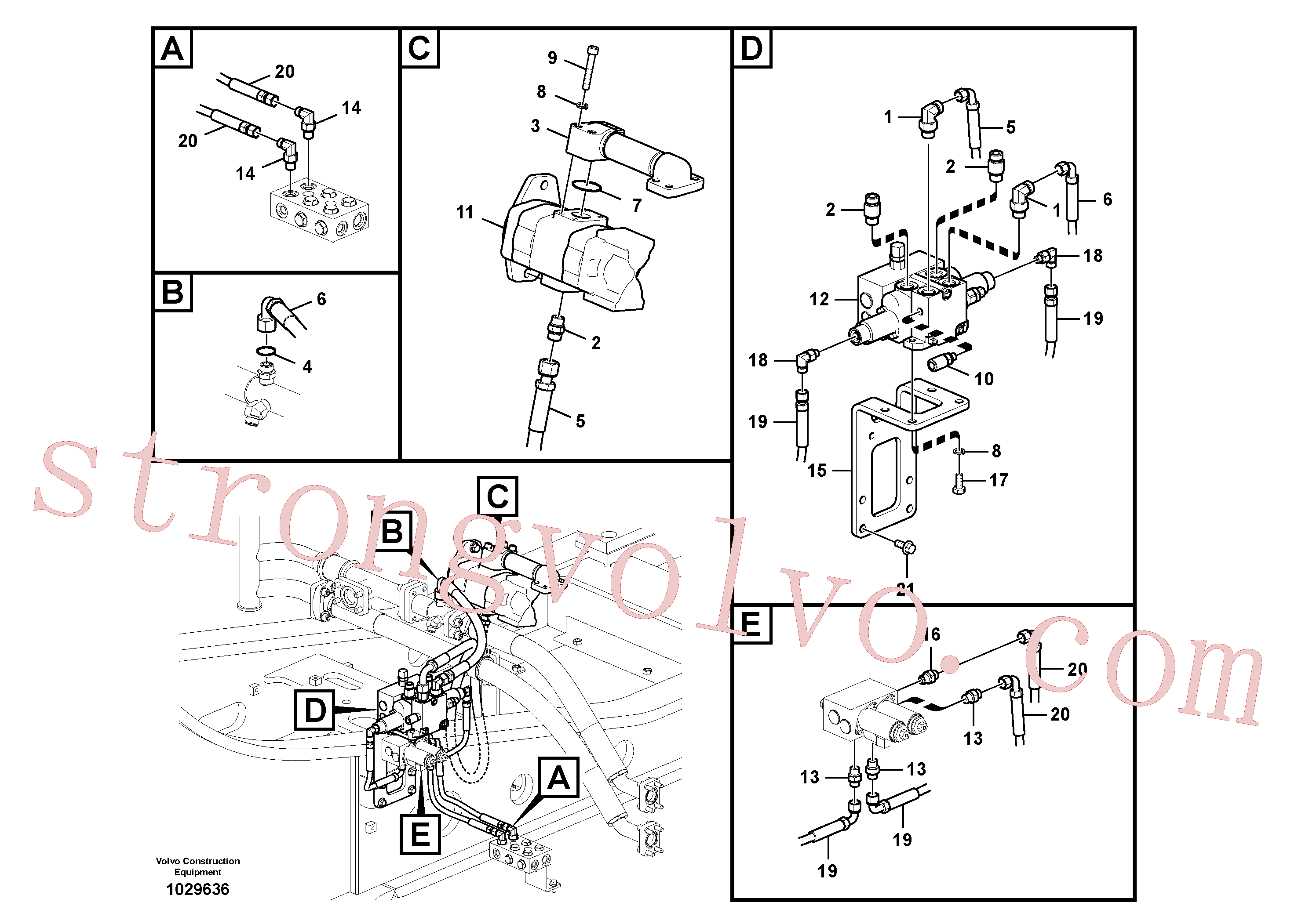 VOE14557459 Volvo Hidráulica de serviço, inclinação e rotor na estrutura superior(1029636 Montagem)