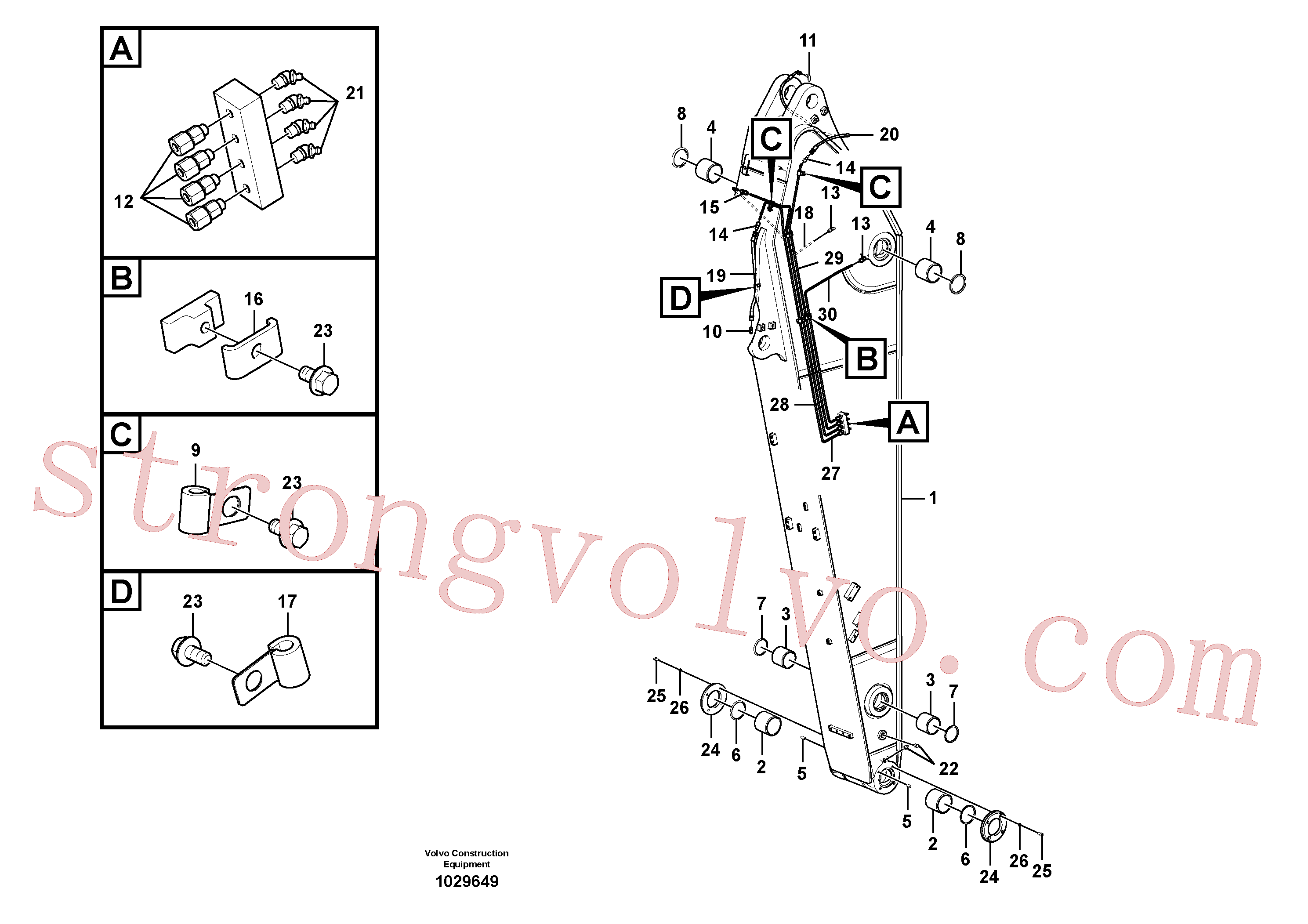 VOE14550165 Volvo Tubagem de massa e do braço de afundamento com sede da tubagem(1029649 Montagem)