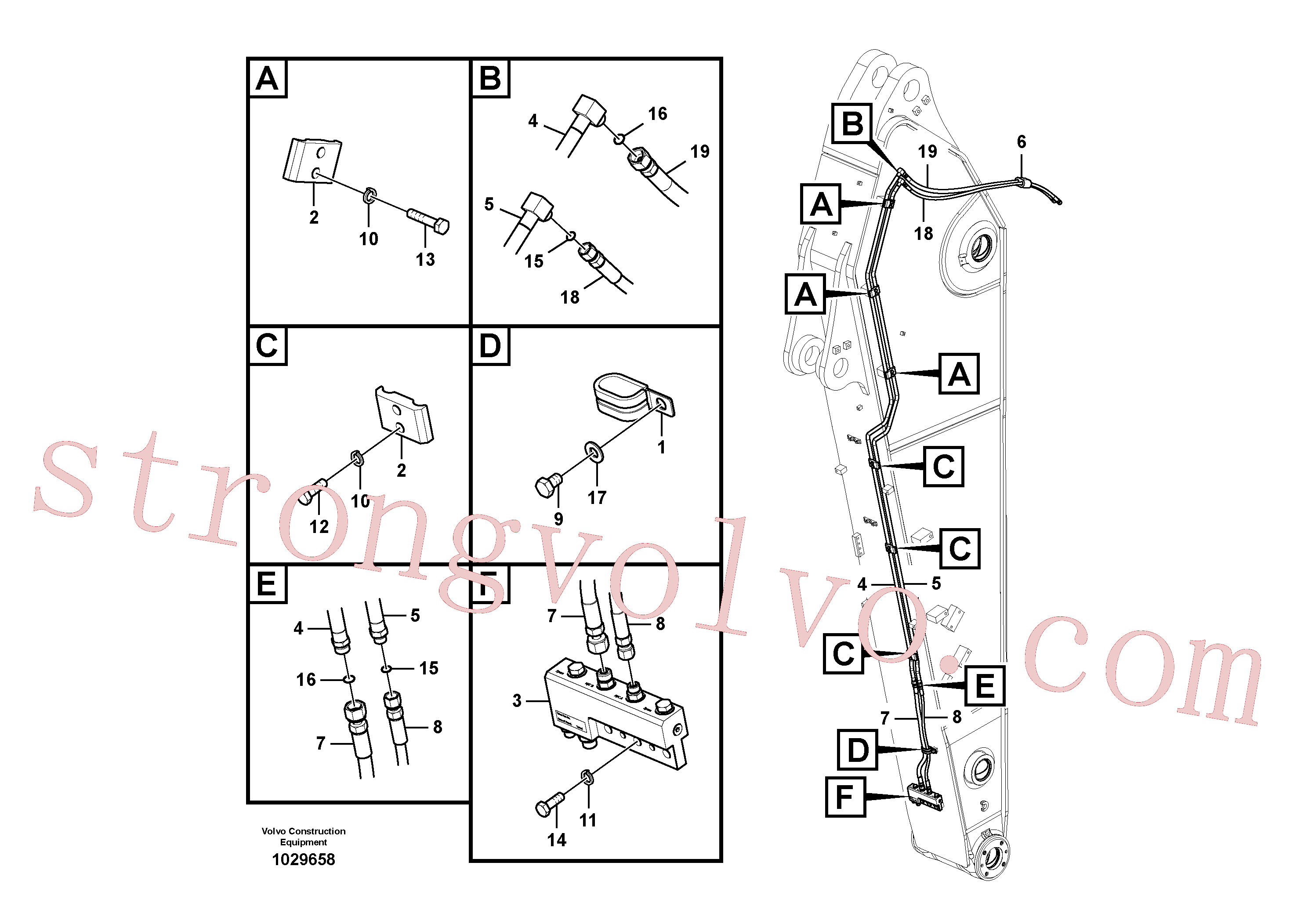 VOE14587250 Volvo Hidráulica de serviço, encaixe rápido no braço de afundamento(1029658 Montagem)