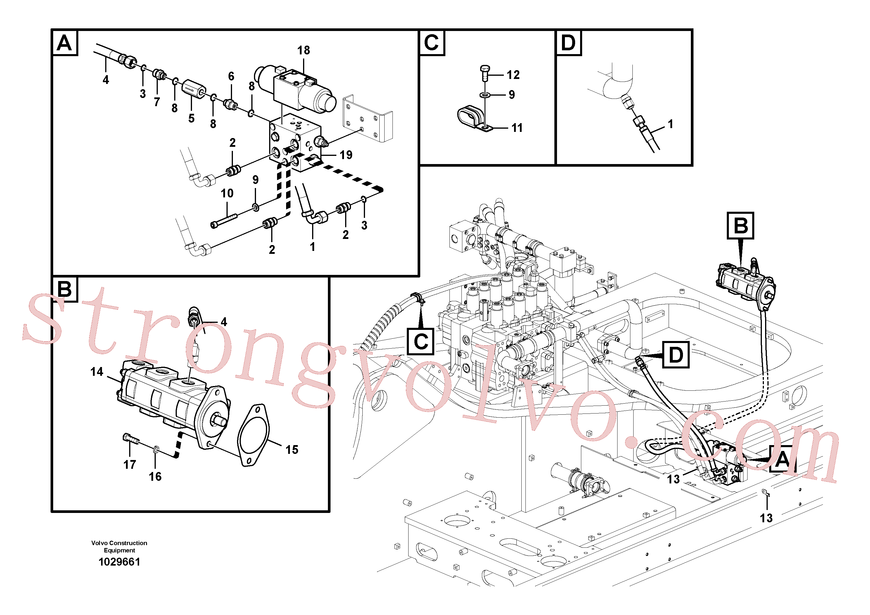 VOE14531088 Volvo Hidráulica de serviço, inclinação e rotor na estrutura superior(1029661 Montagem)