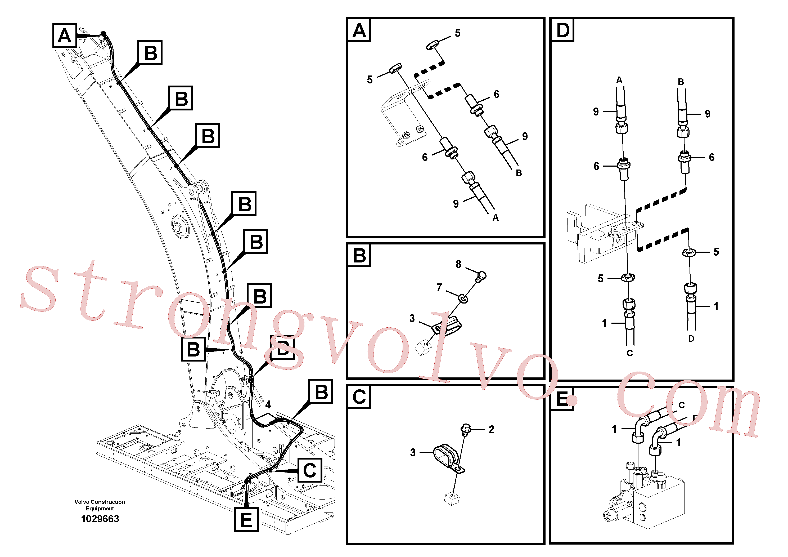 VOE15068479 Volvo Hidráulica de serviço, inclinação e rotor na lança(1029663 Montagem)