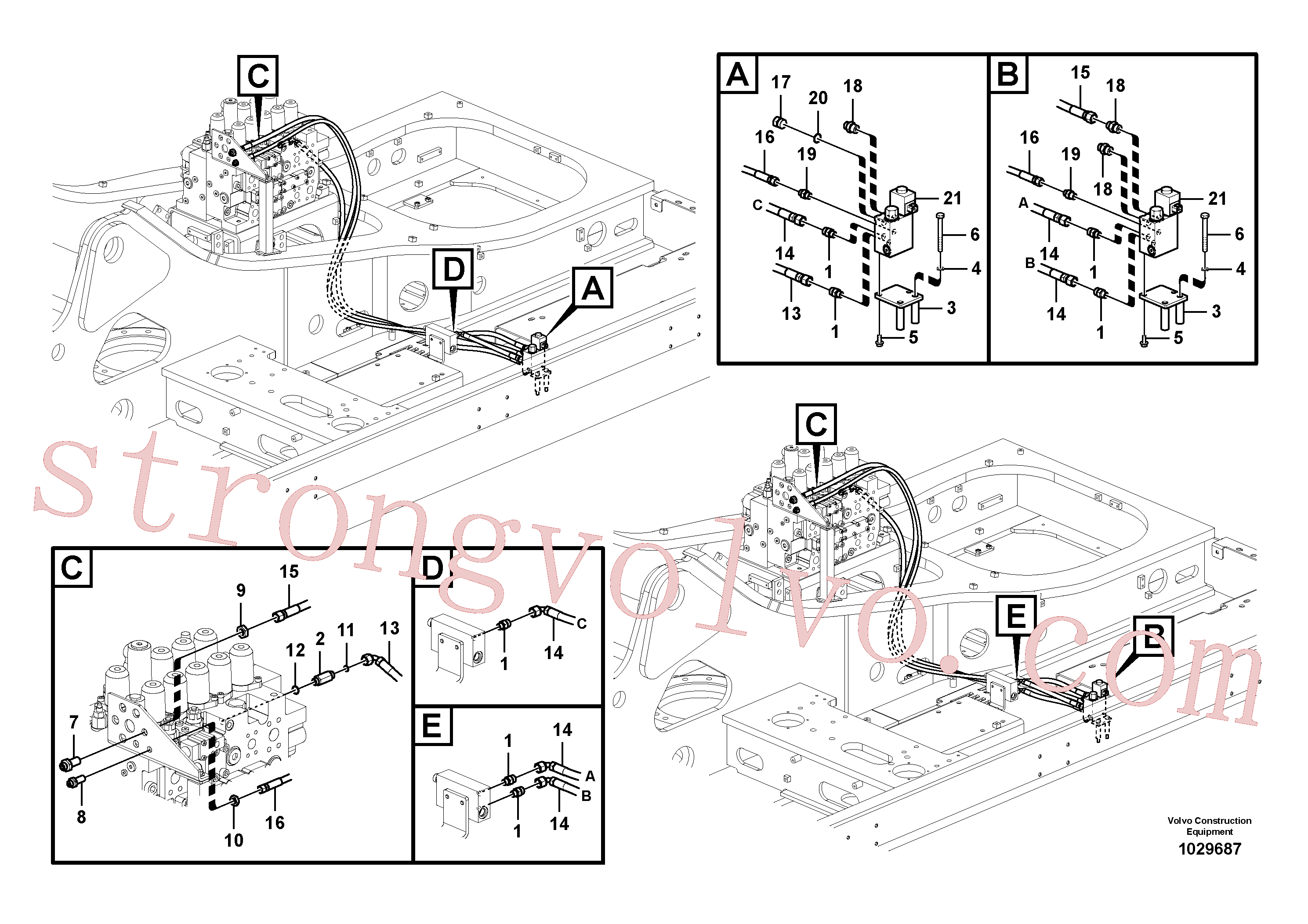 VOE15042454 Volvo Hidráulica de serviço, encaixe rápido na estrutura superior(1029687 Montagem)
