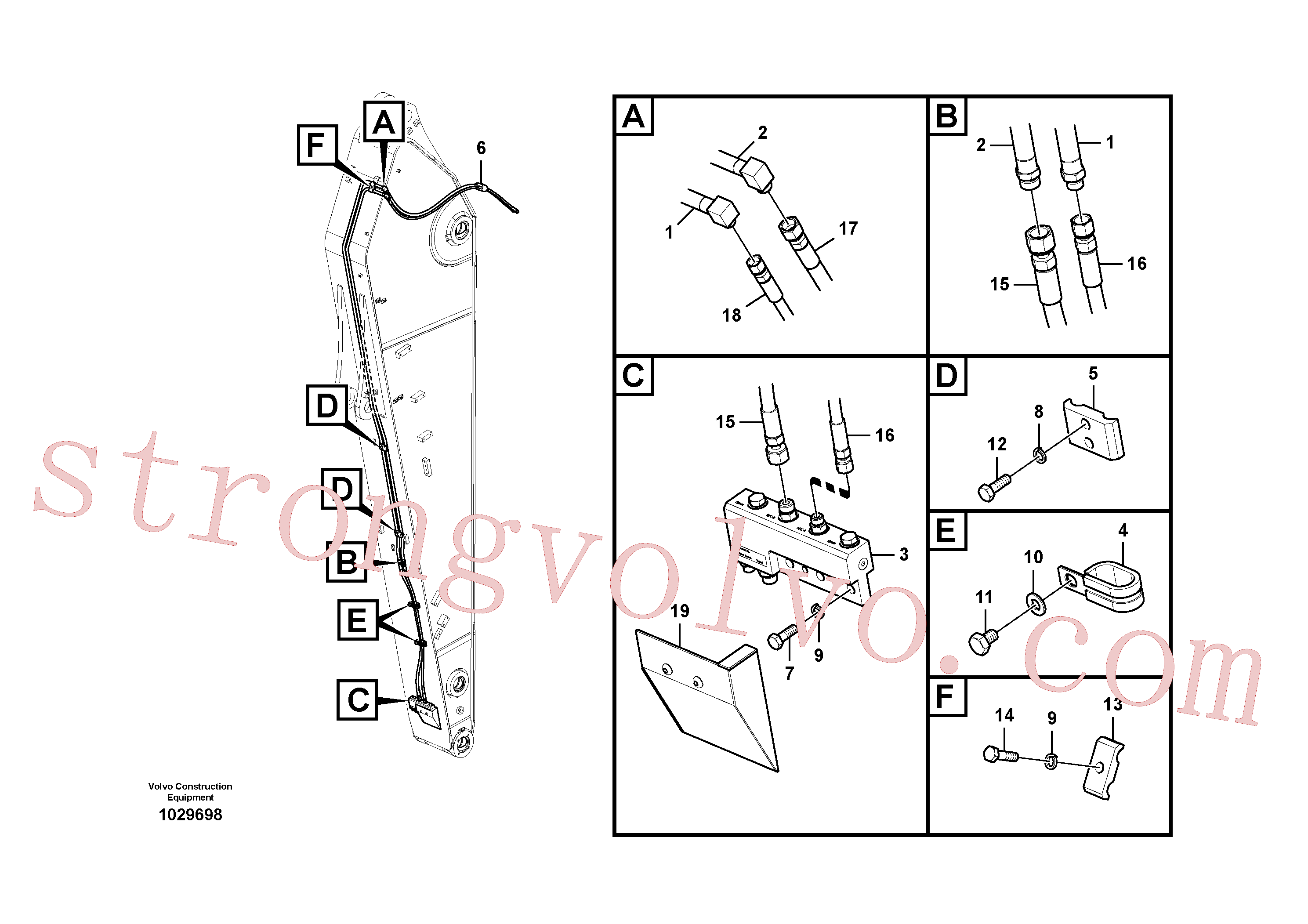 SA9451-03623 Volvo Hidráulica de serviço, encaixe rápido no braço de afundamento(1029698 Montagem)
