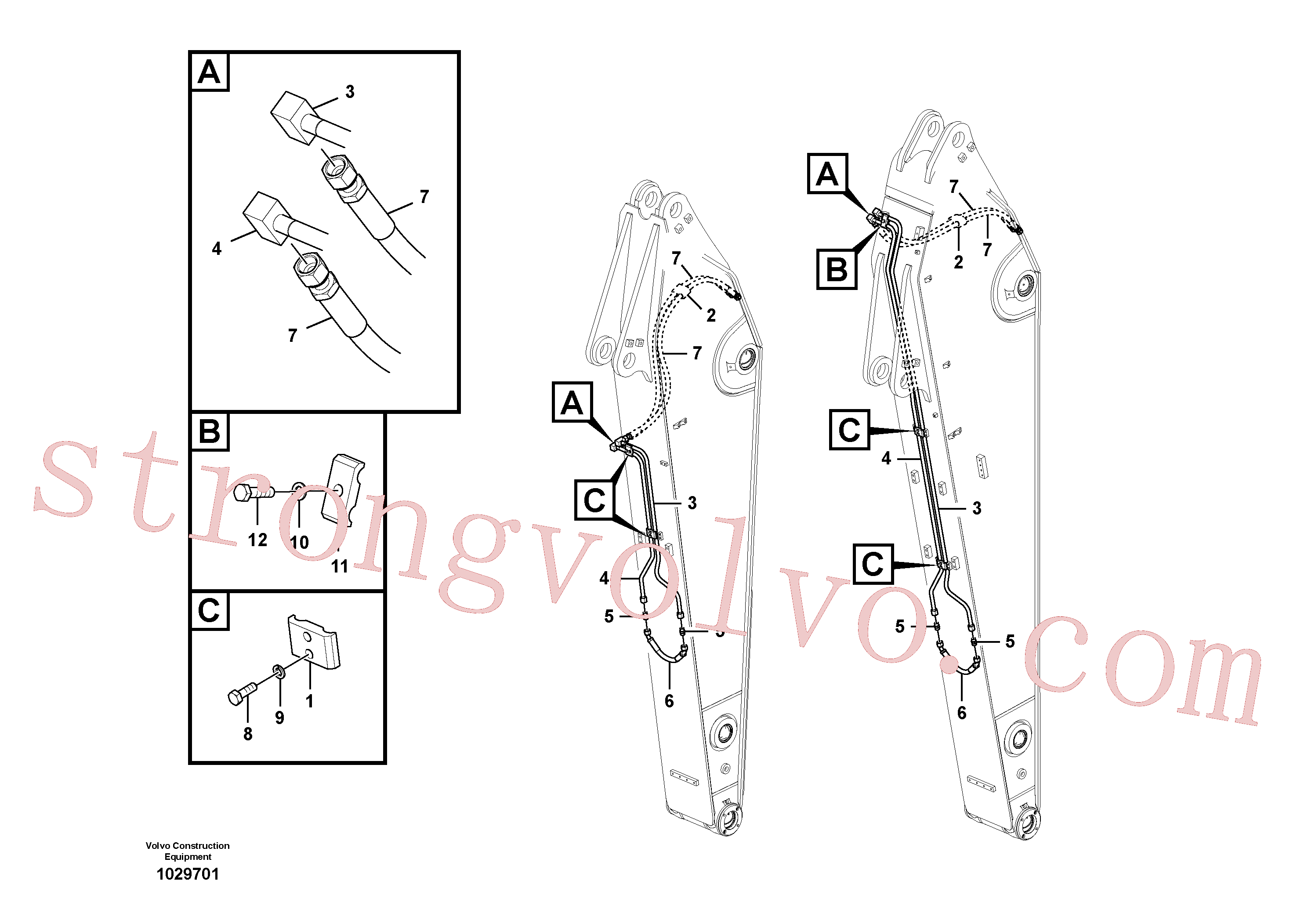 SA9459-05700 Volvo Hidráulica de serviço, inclinação e rotor no braço de afundamento(1029701 Montagem)