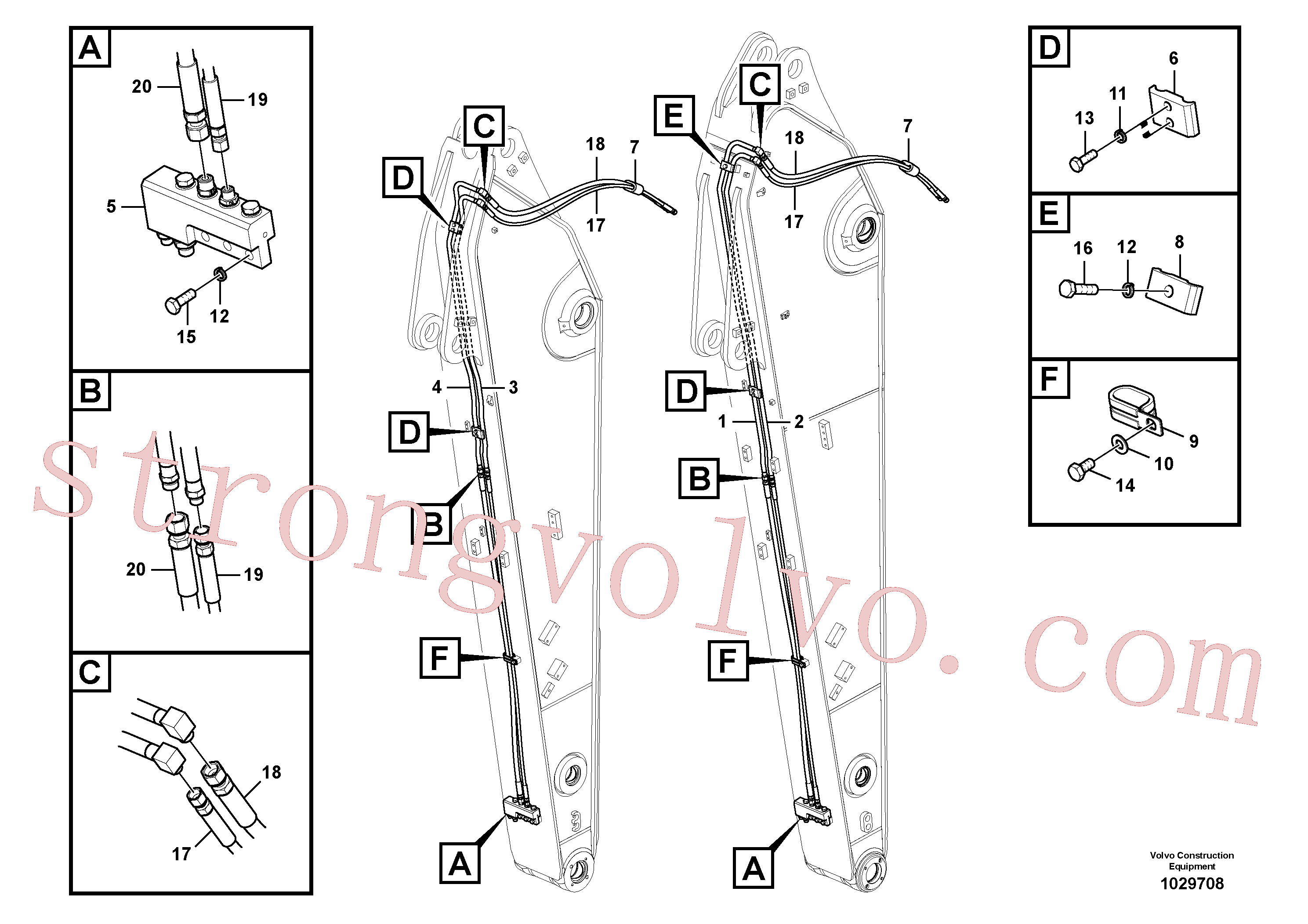SA9451-03632 Volvo Hidráulica de serviço, encaixe rápido no braço de afundamento(1029708 Montagem)