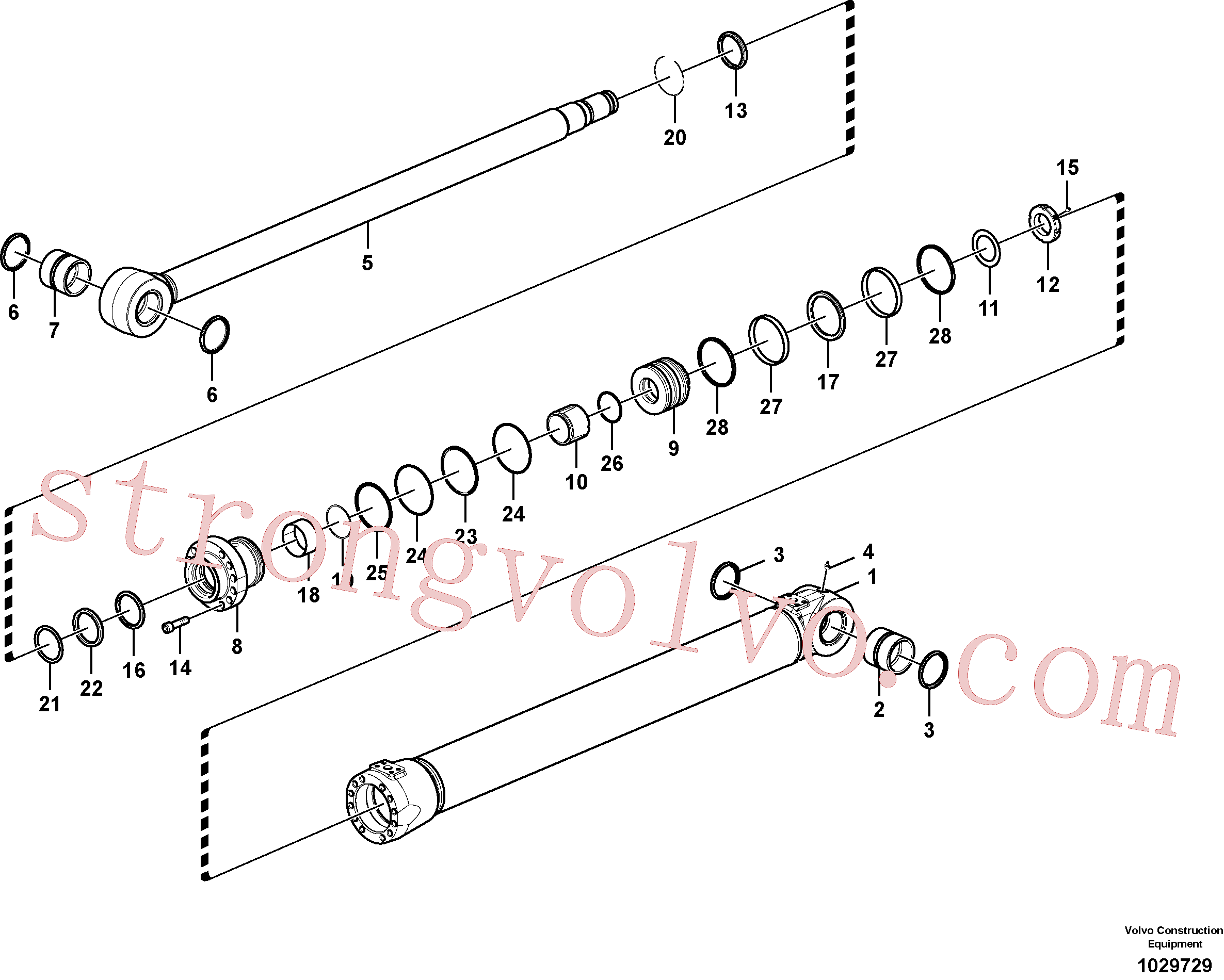 VOE14514442 Volvo Cilindro da lança(1029729 Montagem)