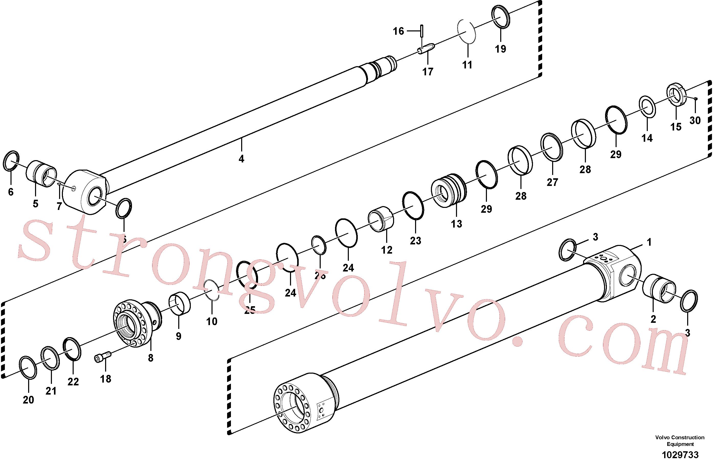 VOE14549605 Volvo Cilindro do braço de afundamento(1029733 Montagem)
