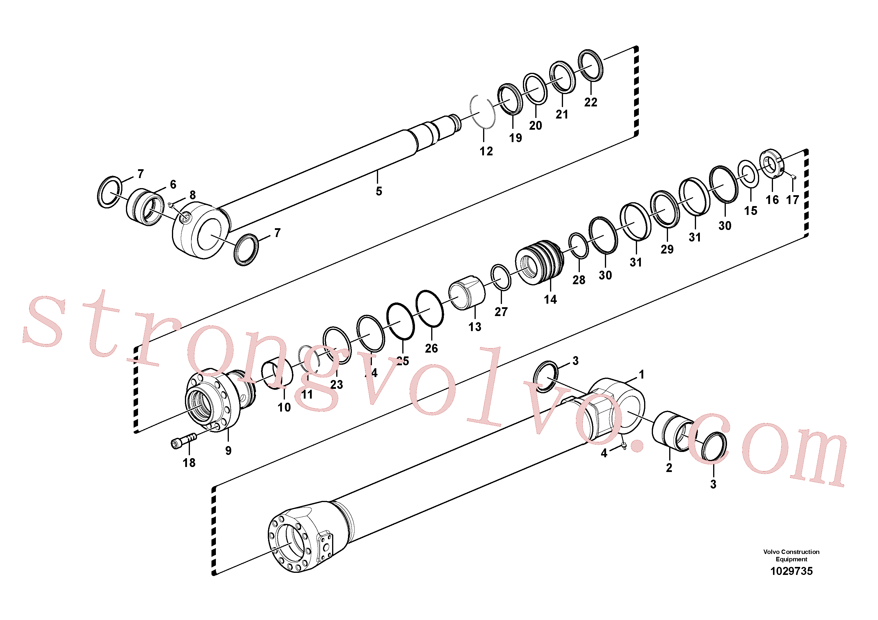 VOE14560203 Volvo Cilindro de balde(1029735 Montagem)