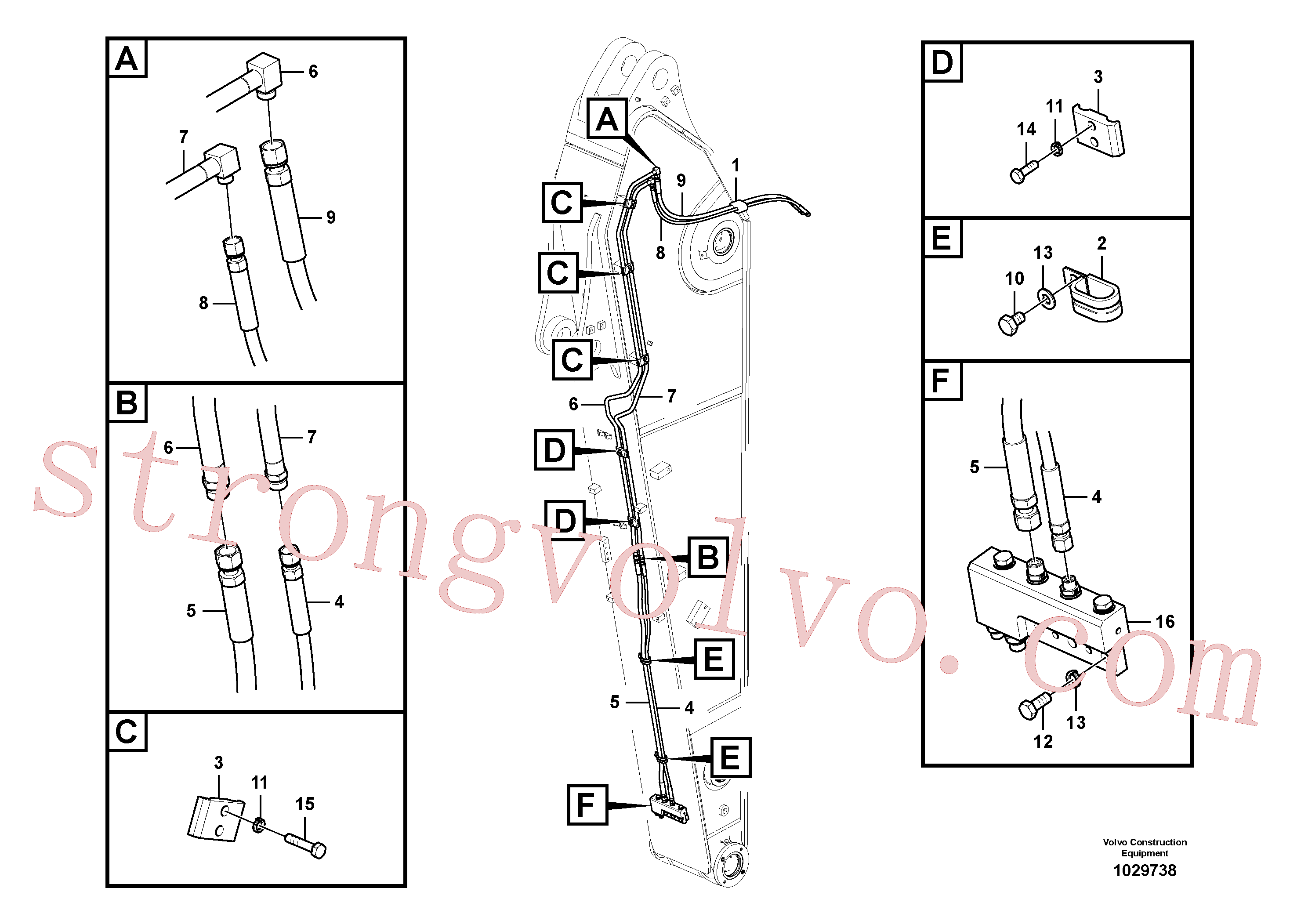 VOE14504787 Volvo Hidráulica de serviço, encaixe rápido no braço de afundamento(1029738 Montagem)