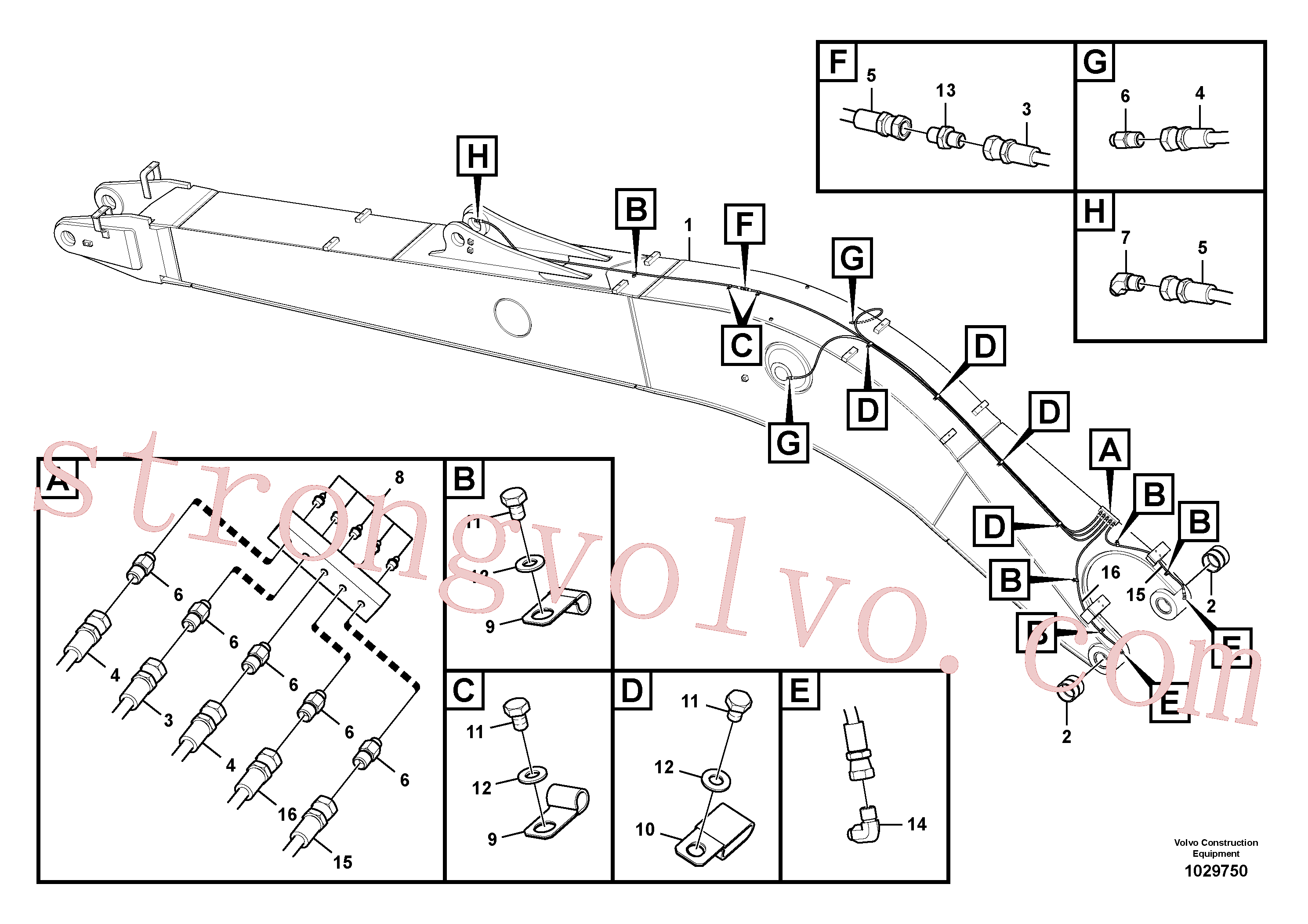 VOE14880662 Mangueira completa Volvo escavadeira