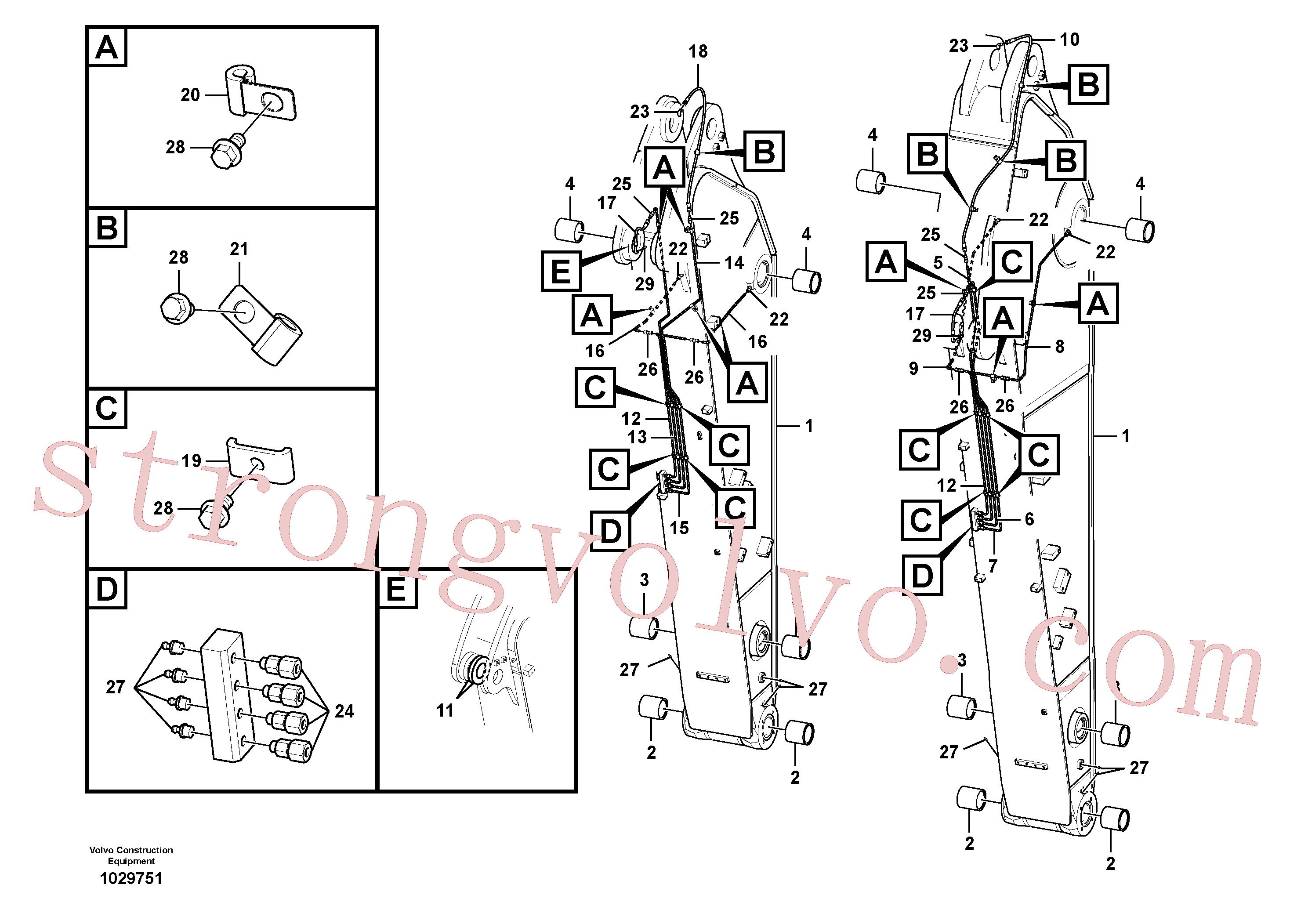 VOE14884894 Volvo Tubagem de massa e do braço de afundamento com sede da tubagem(1029751 Montagem)