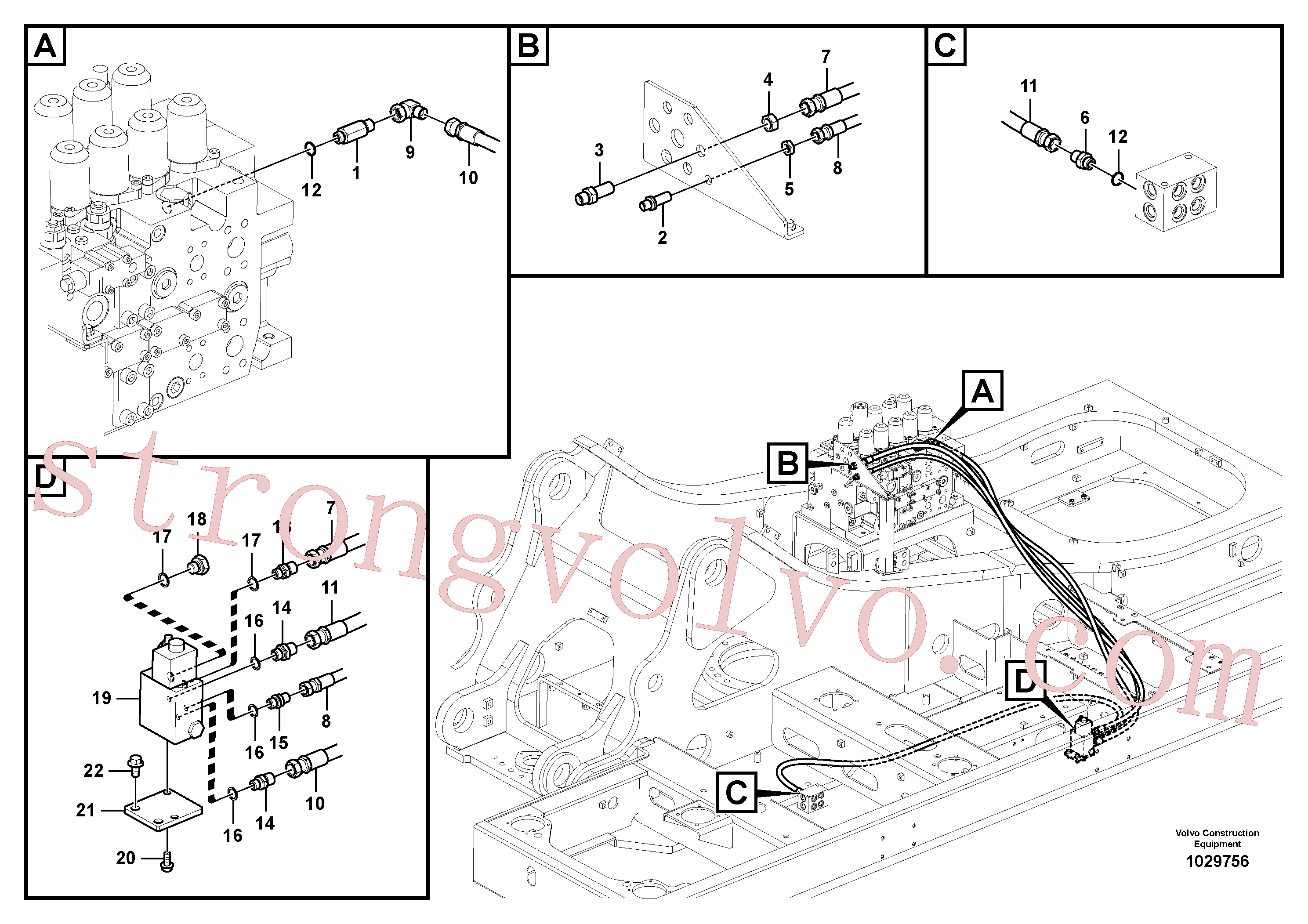 SA9451-03639 Volvo Hidráulica de serviço, encaixe rápido na estrutura superior(1029756 Montagem)