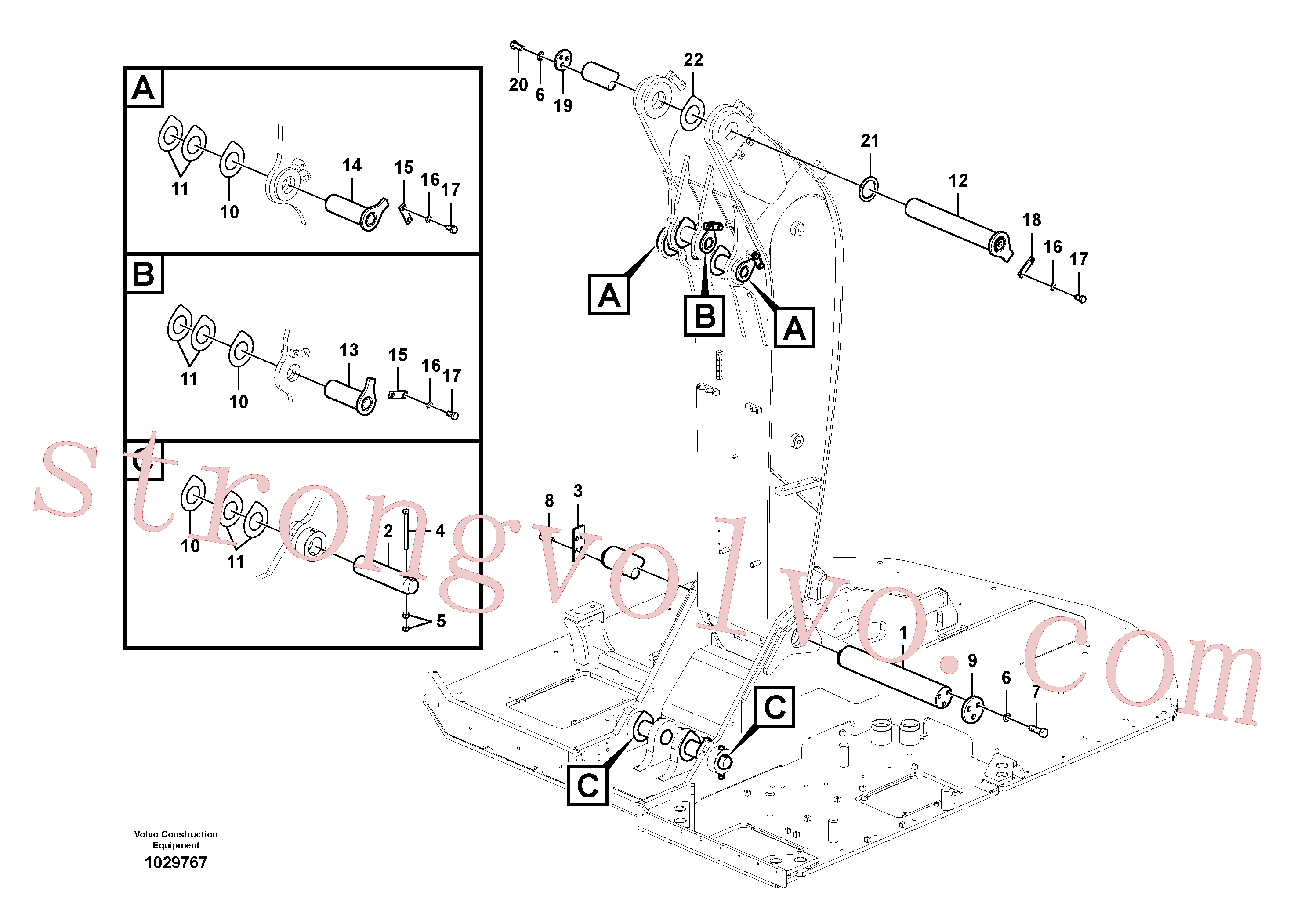 VOE993425 Volvo Tirantes para a lança(1029767 Montagem)