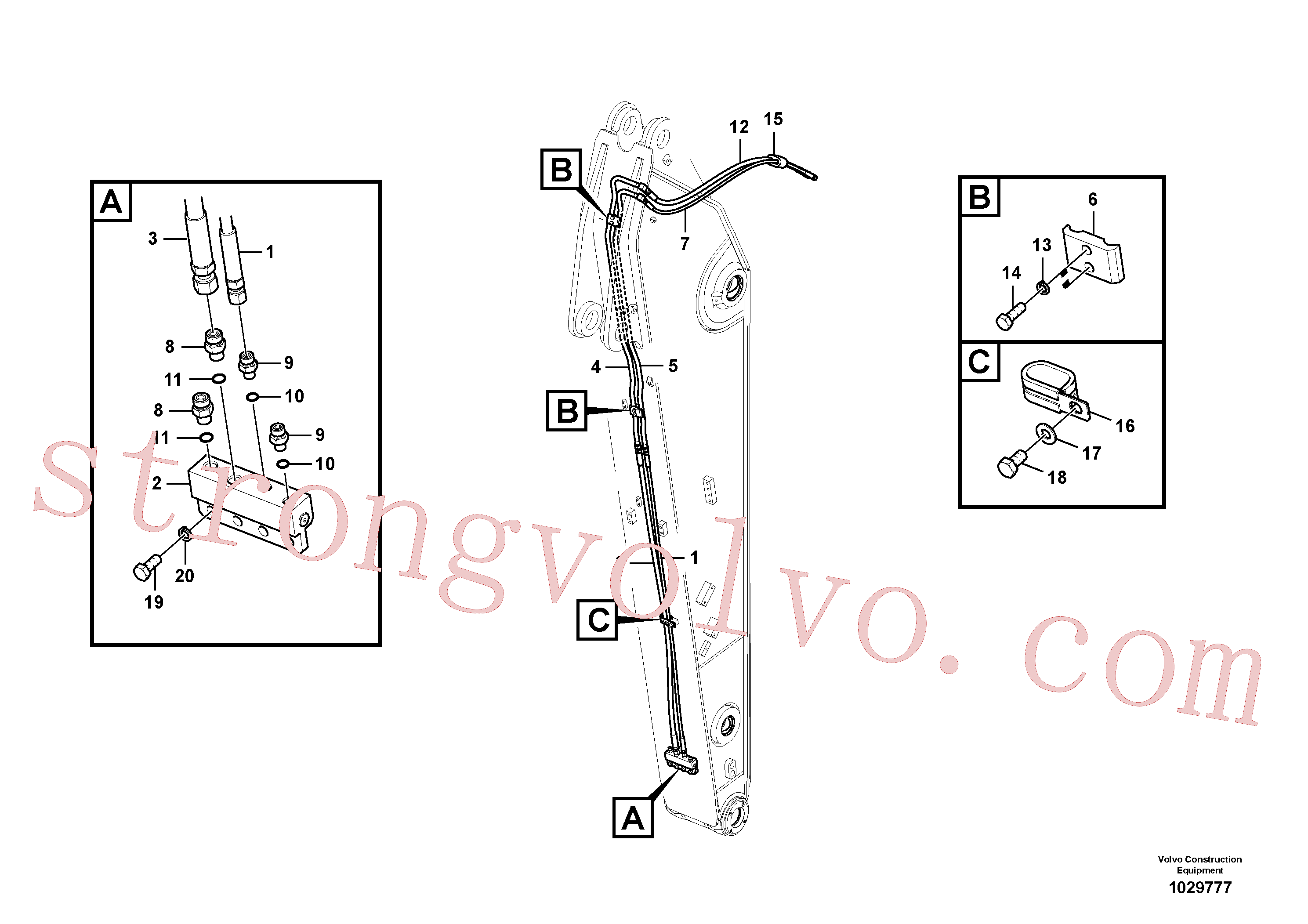 SA9459-05250 Volvo Hidráulica de serviço, encaixe rápido no braço de afundamento(1029777 Montagem)