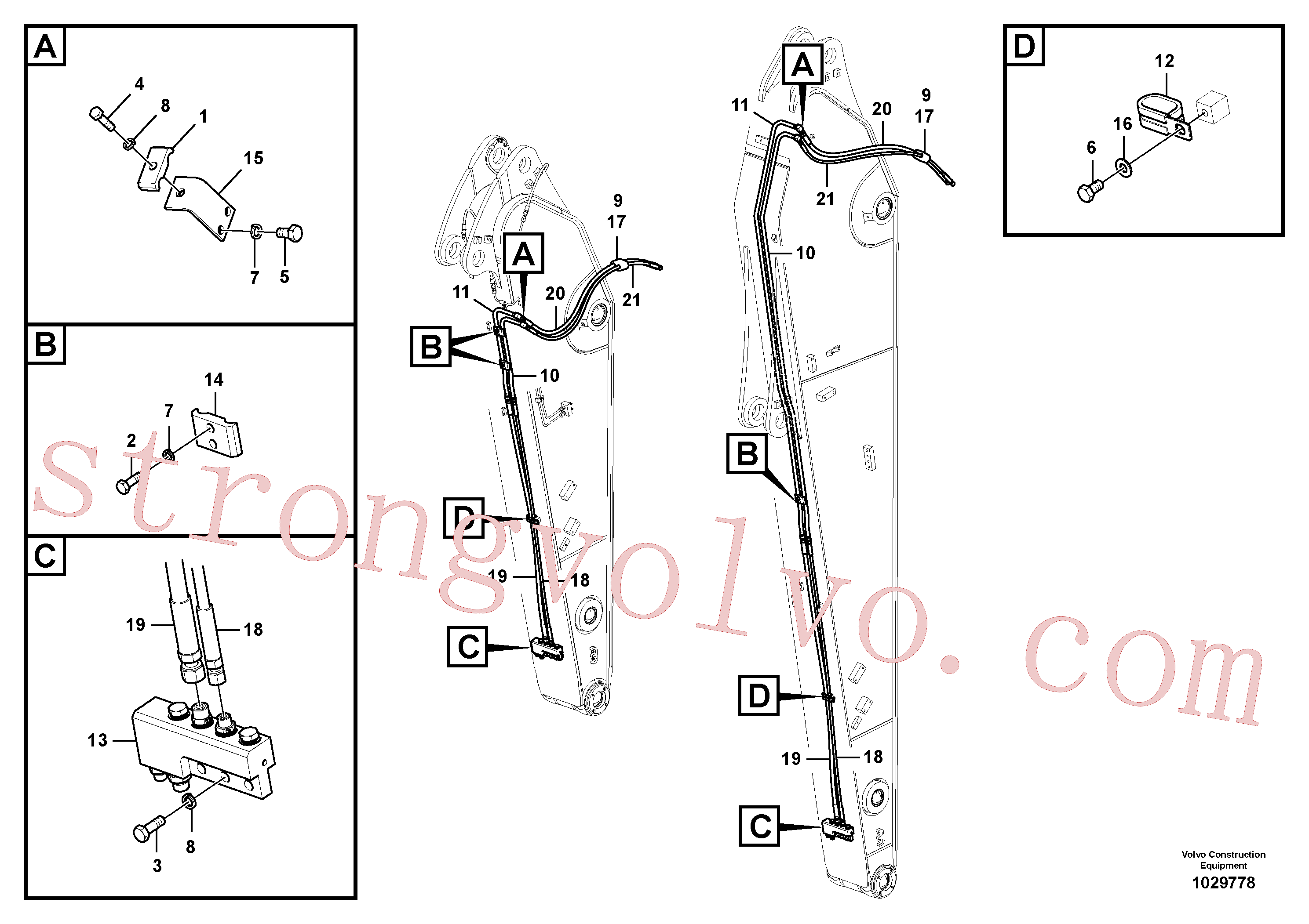 VOE14542036 Volvo Hidráulica de serviço, encaixe rápido no braço de afundamento(1029778 Montagem)