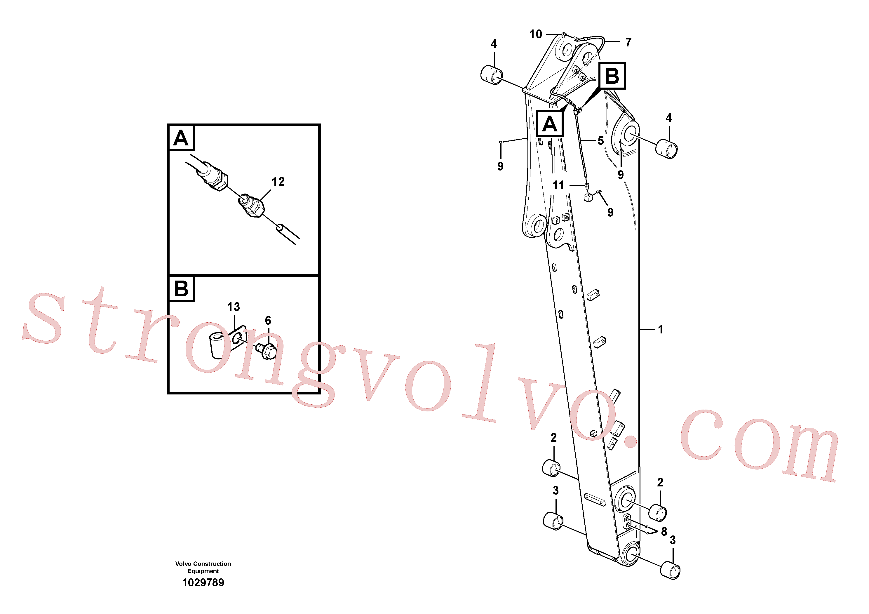 VOE14880870 Volvo Tubagem de massa e do braço de afundamento com sede da tubagem, longo alcance(1029789 Montagem)