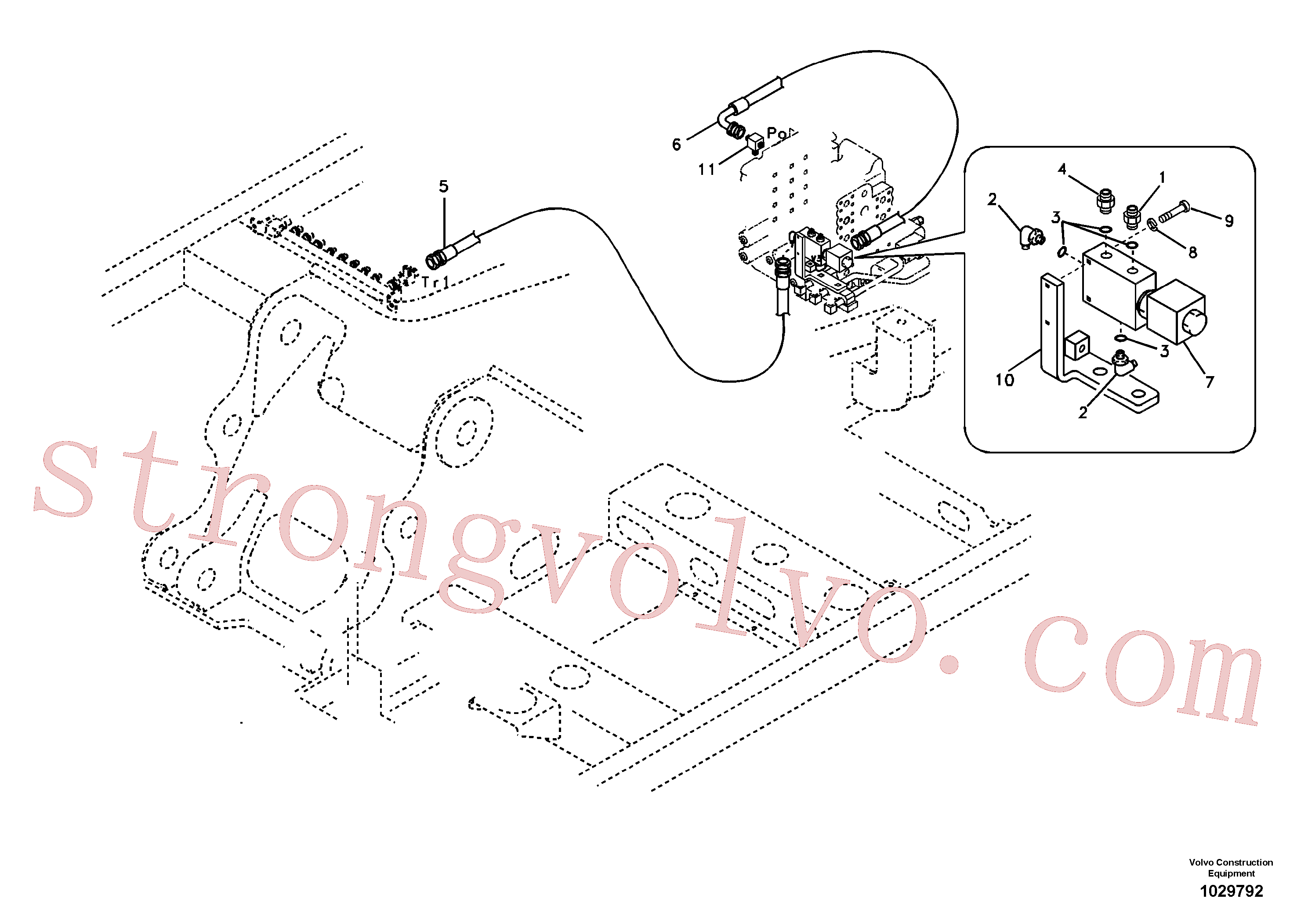 SA9453-02619 Volvo Hidráulica de serviço, encaixe rápido na estrutura superior(1029792 Montagem)