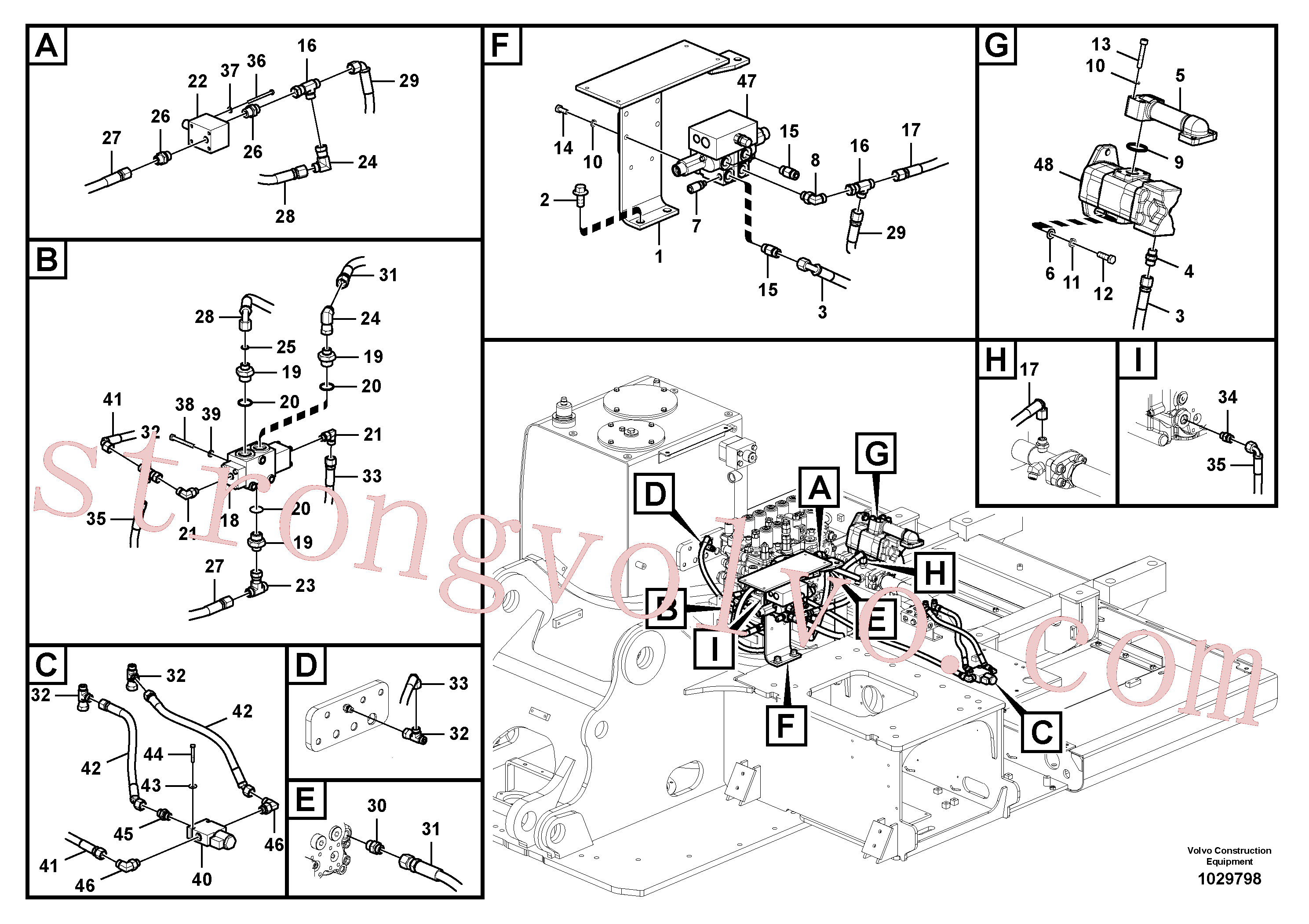 VOE936464 Volvo Hidráulica de serviço, inclinação e rotor na estrutura superior(1029798 Montagem)
