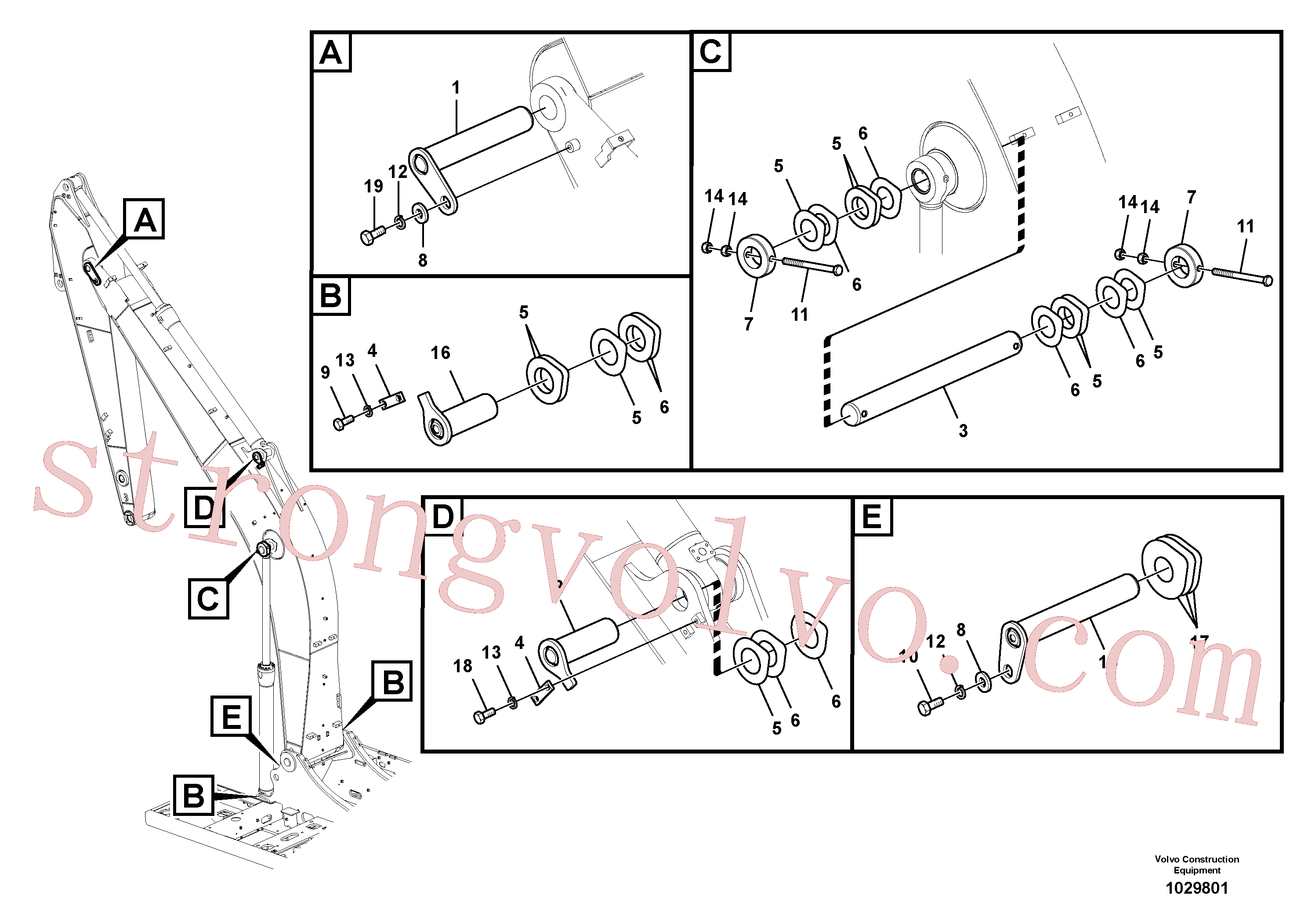 VOE14543946 Volvo Tirantes para a lança(1029801 Montagem)