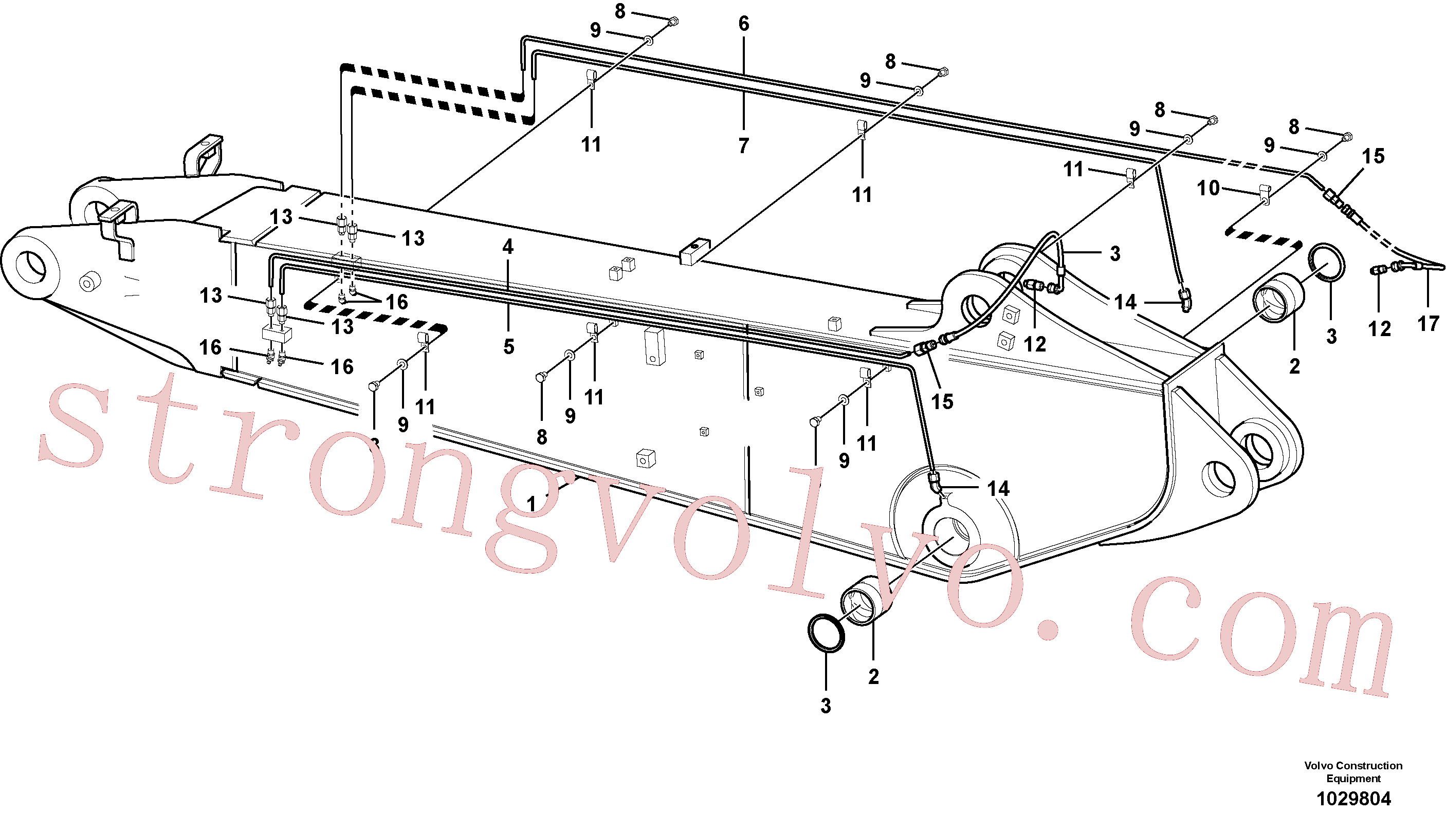 VOE14880683 Volvo Lança e tubagem de massa lubrificante, ajustável 2ª(1029804 Montagem)