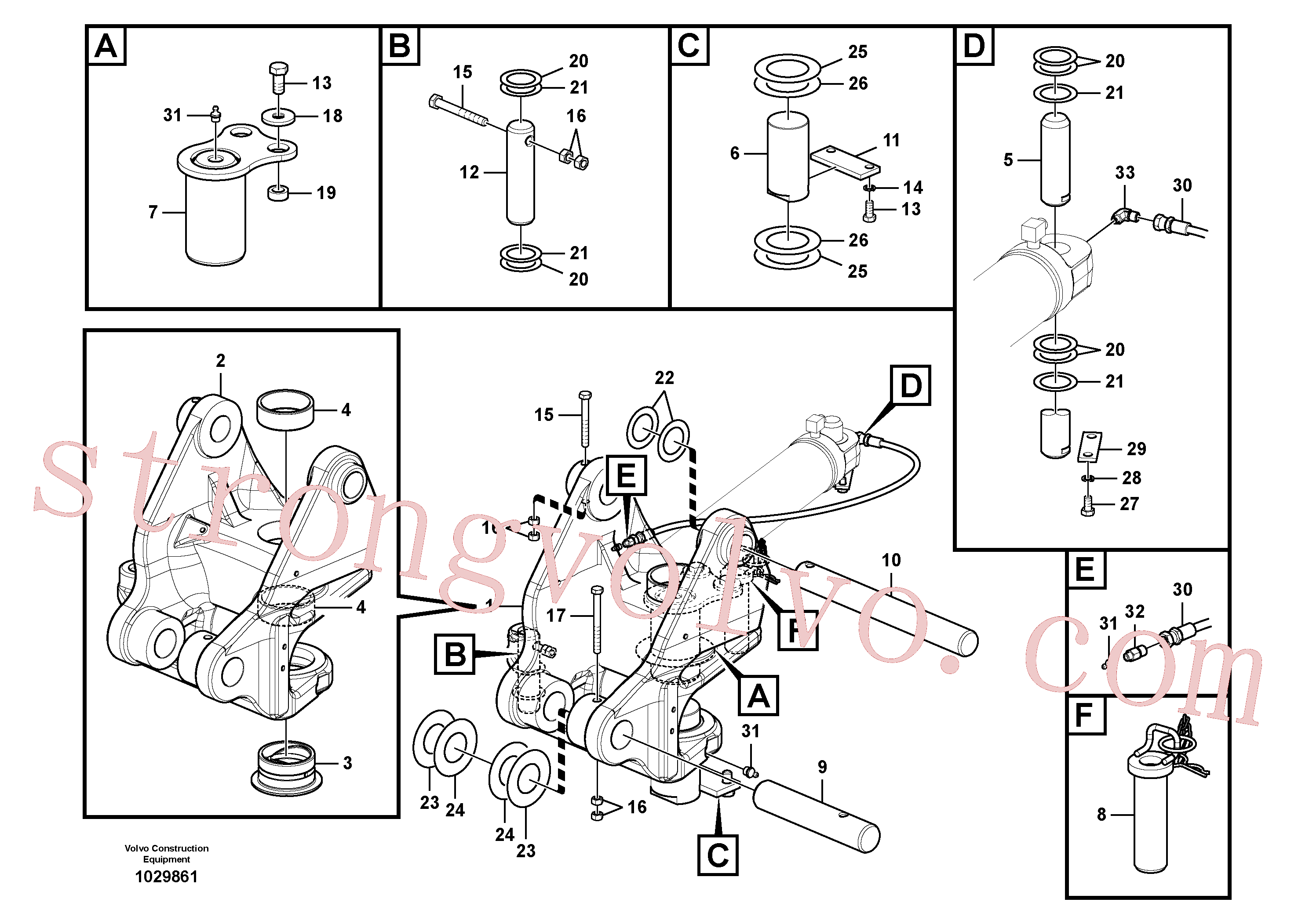 SA1171-30640 Volvo Tirantes para a lança(1029861 Montagem)