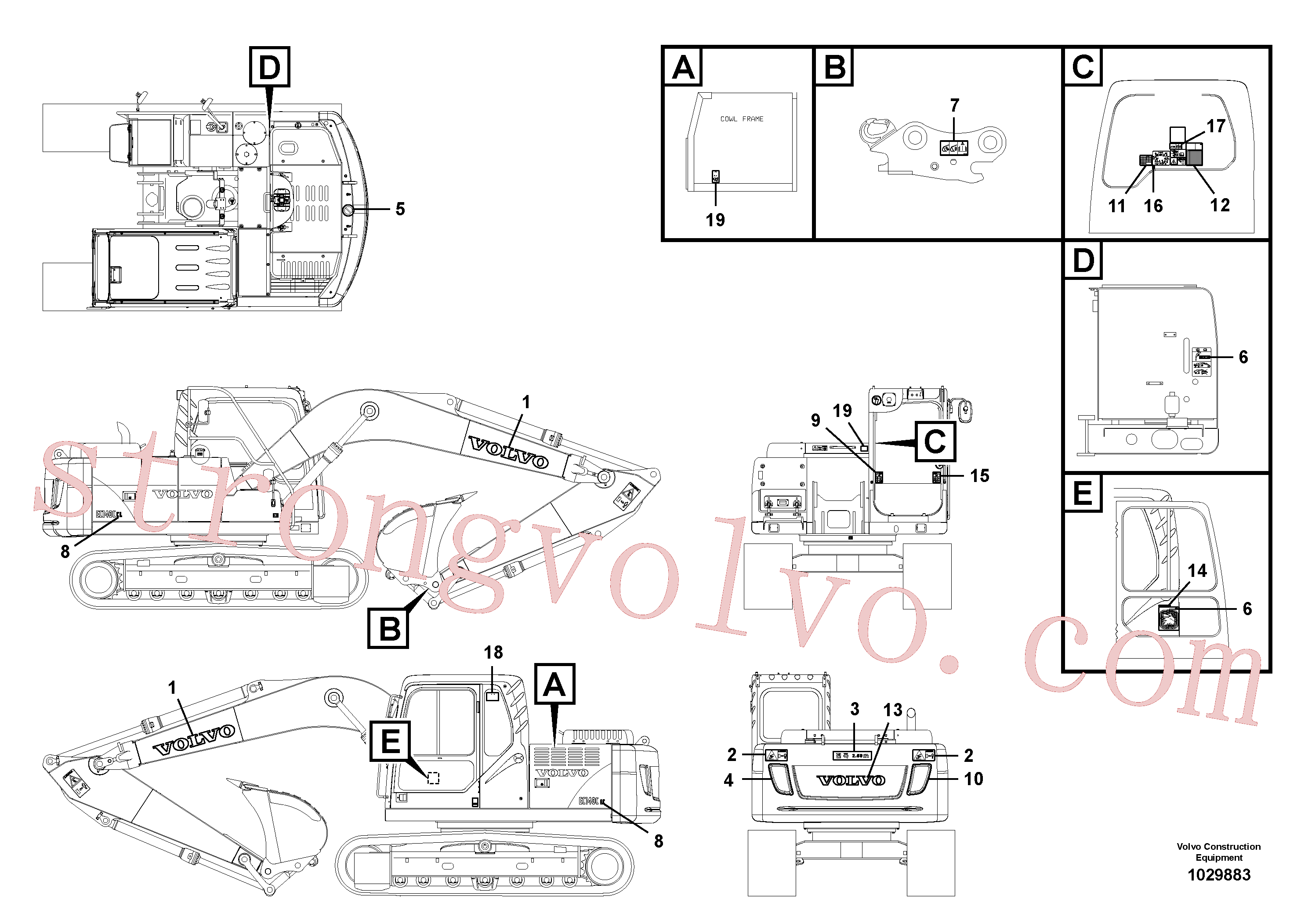VOE14520134 Volvo Etiquetas adesivas(1029883 Montagem)