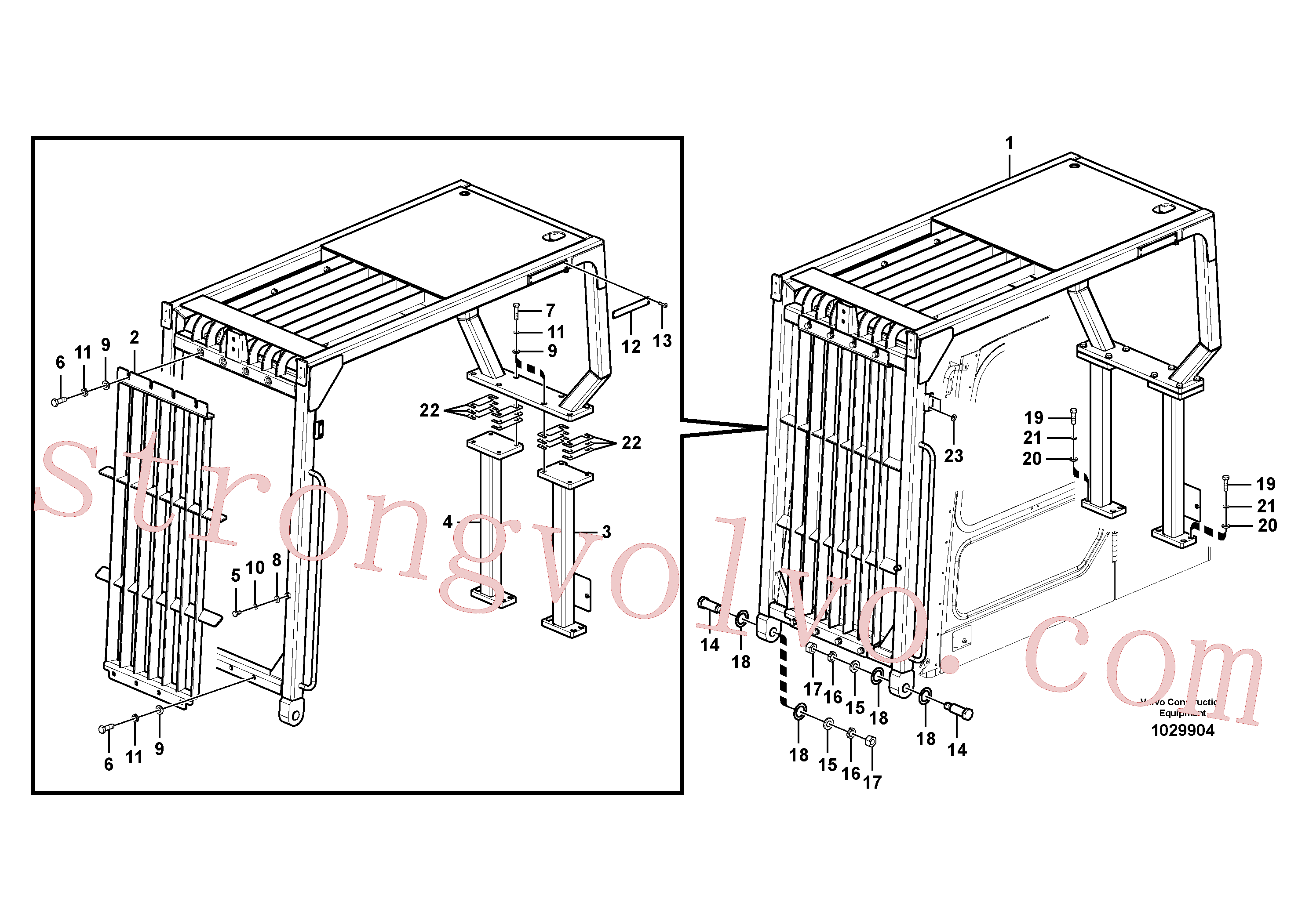 SA8240-03770 Volvo Resguardo contra objectos em queda (FOPS)(1029904 Montagem)