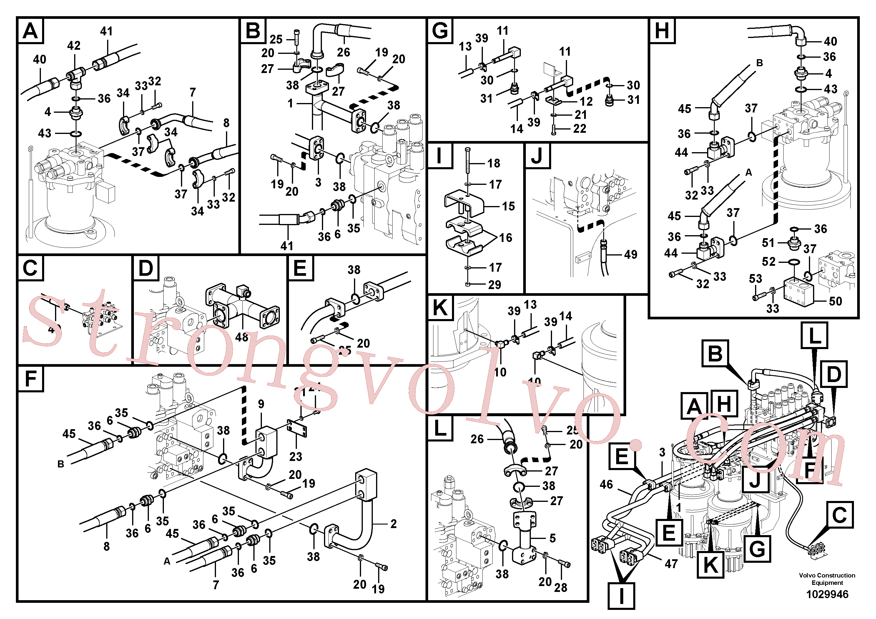 VOE14543160 Volvo Sistema hidráulico, válvula de comando da lança e articulação(1029946 Montagem)