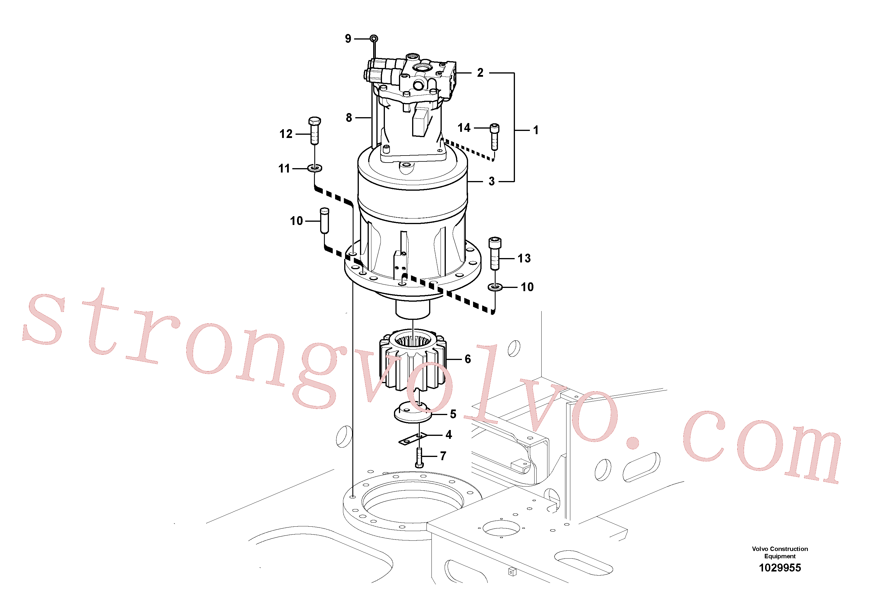 VOE14630401 Volvo Motor de rotação com peças de montagem(1029955 Montagem)