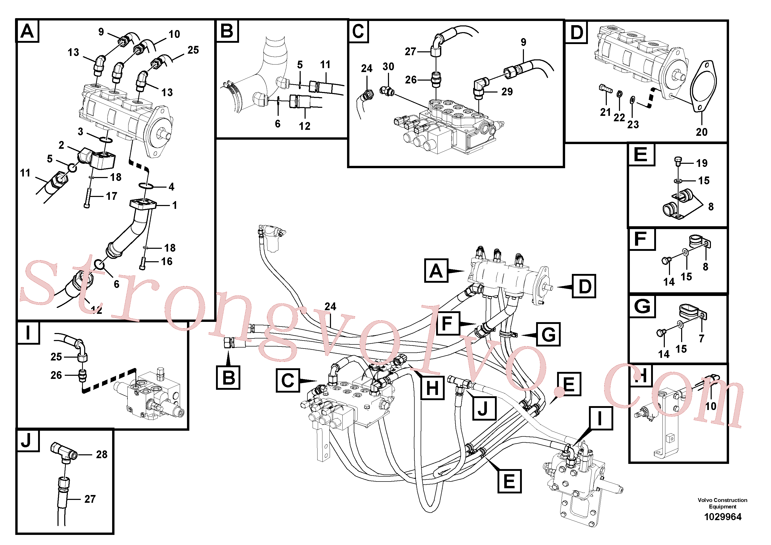 VOE937365 Volvo Hidráulica de serviço, lança ajustável para topo(1029964 Montagem)