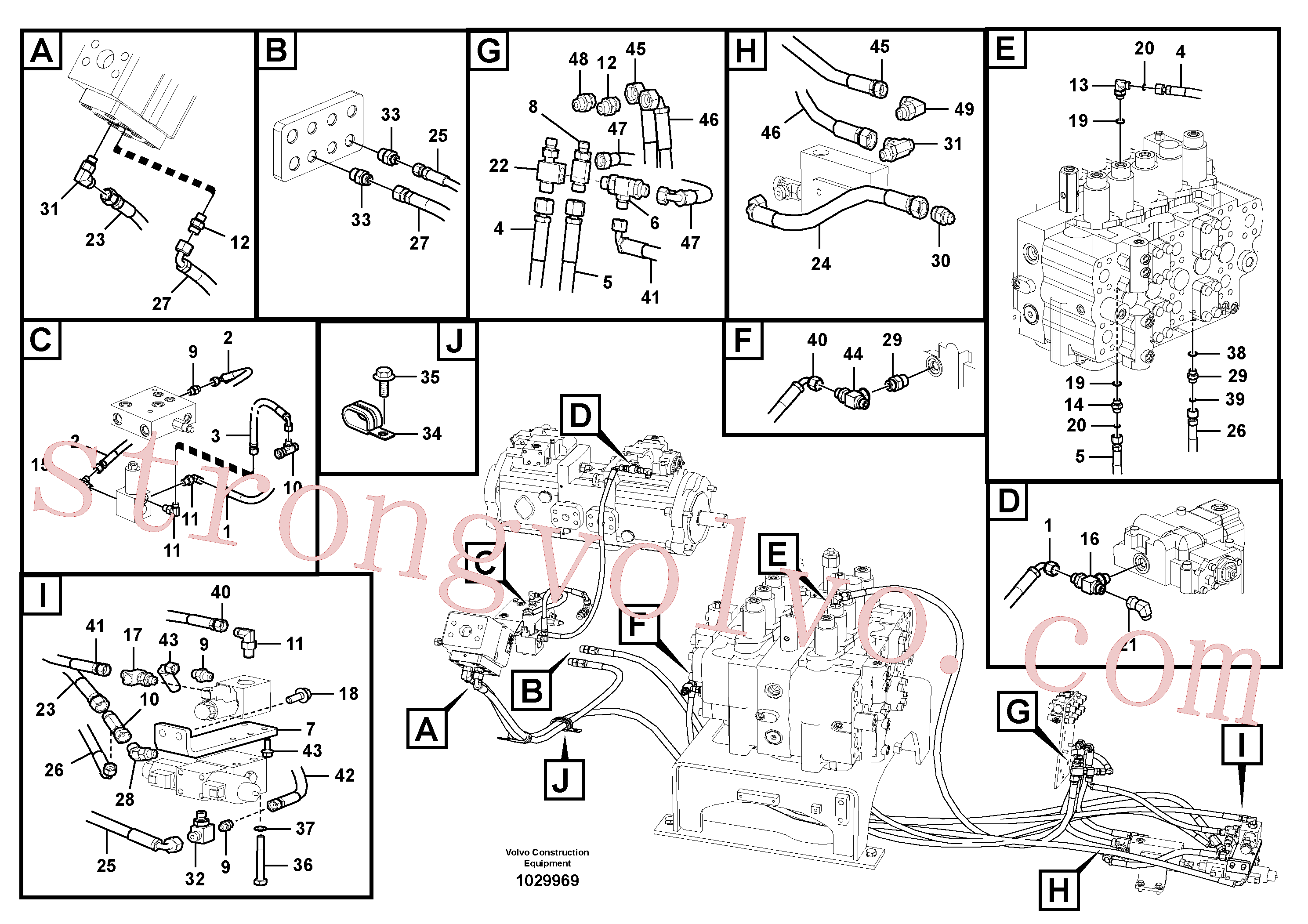 VOE937702 Volvo Sistema servomotor, martelo e corte(1029969 Montagem)
