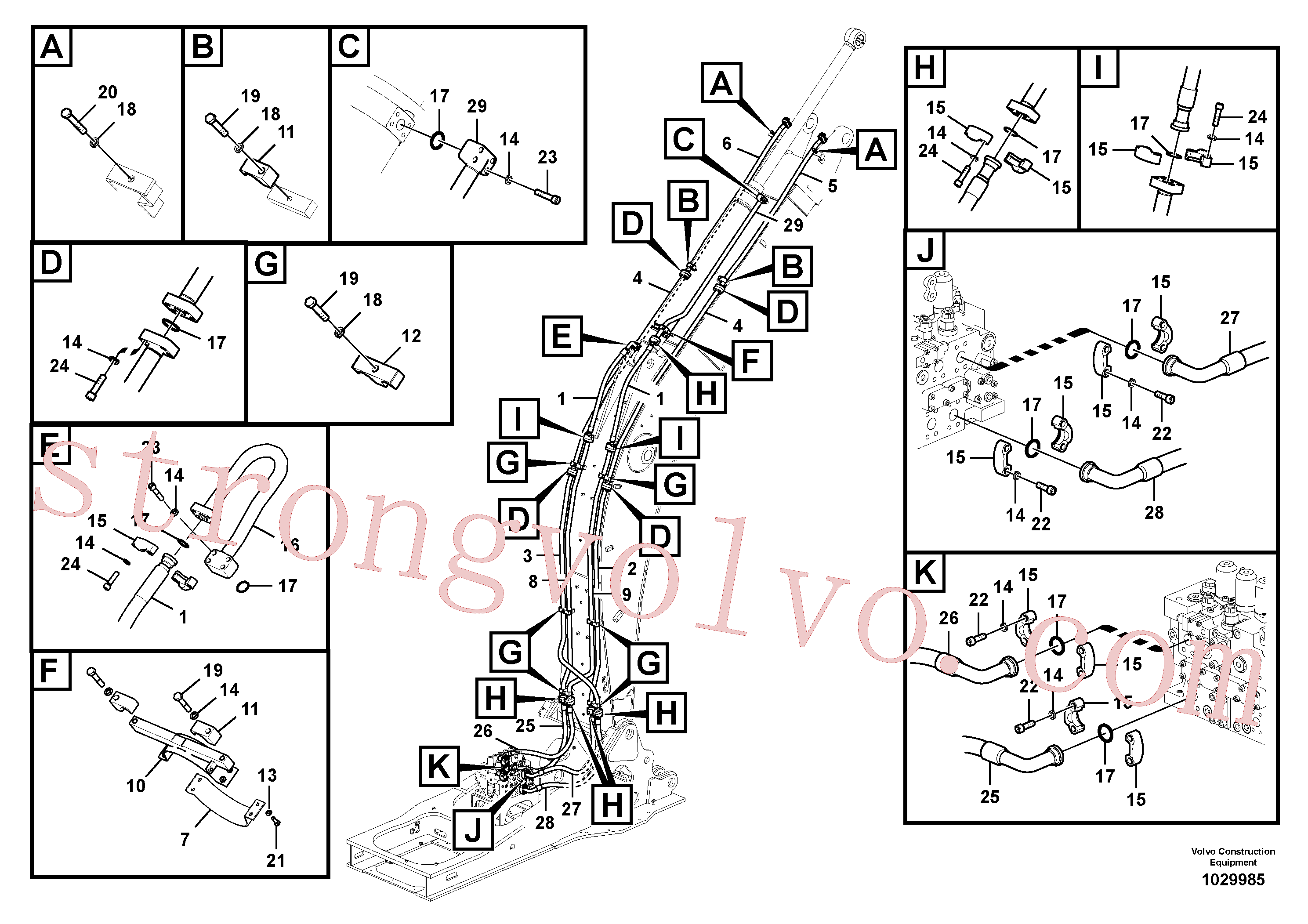VOE14677223 Volvo Hidráulica de serviço, cilindro do braço de afundamento na lança.(1029985 Montagem)