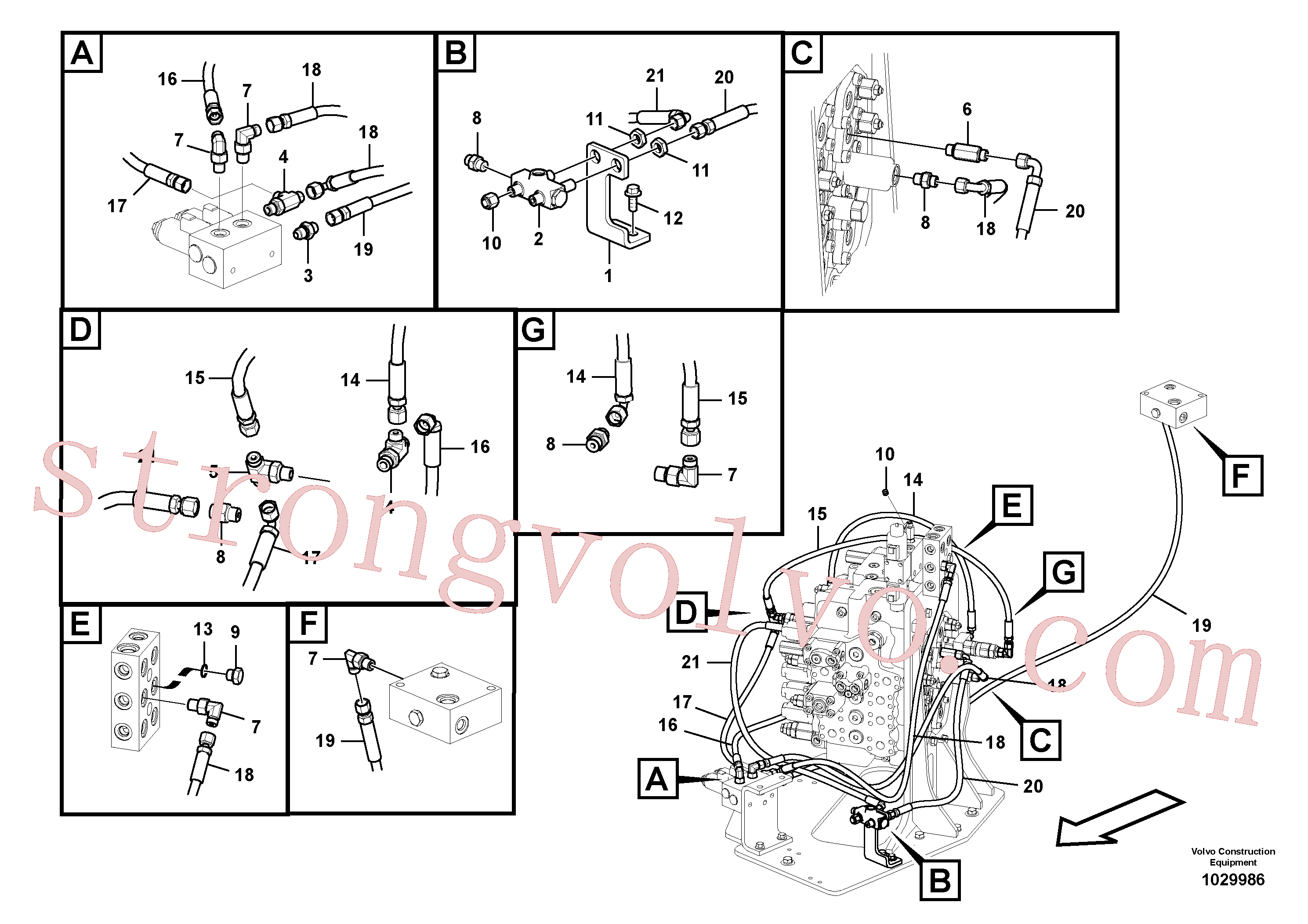 VOE936838 Volvo Hidráulica de serviço, martelo e cortador para fluxo da bomba auxiliar(1029986 Montagem)