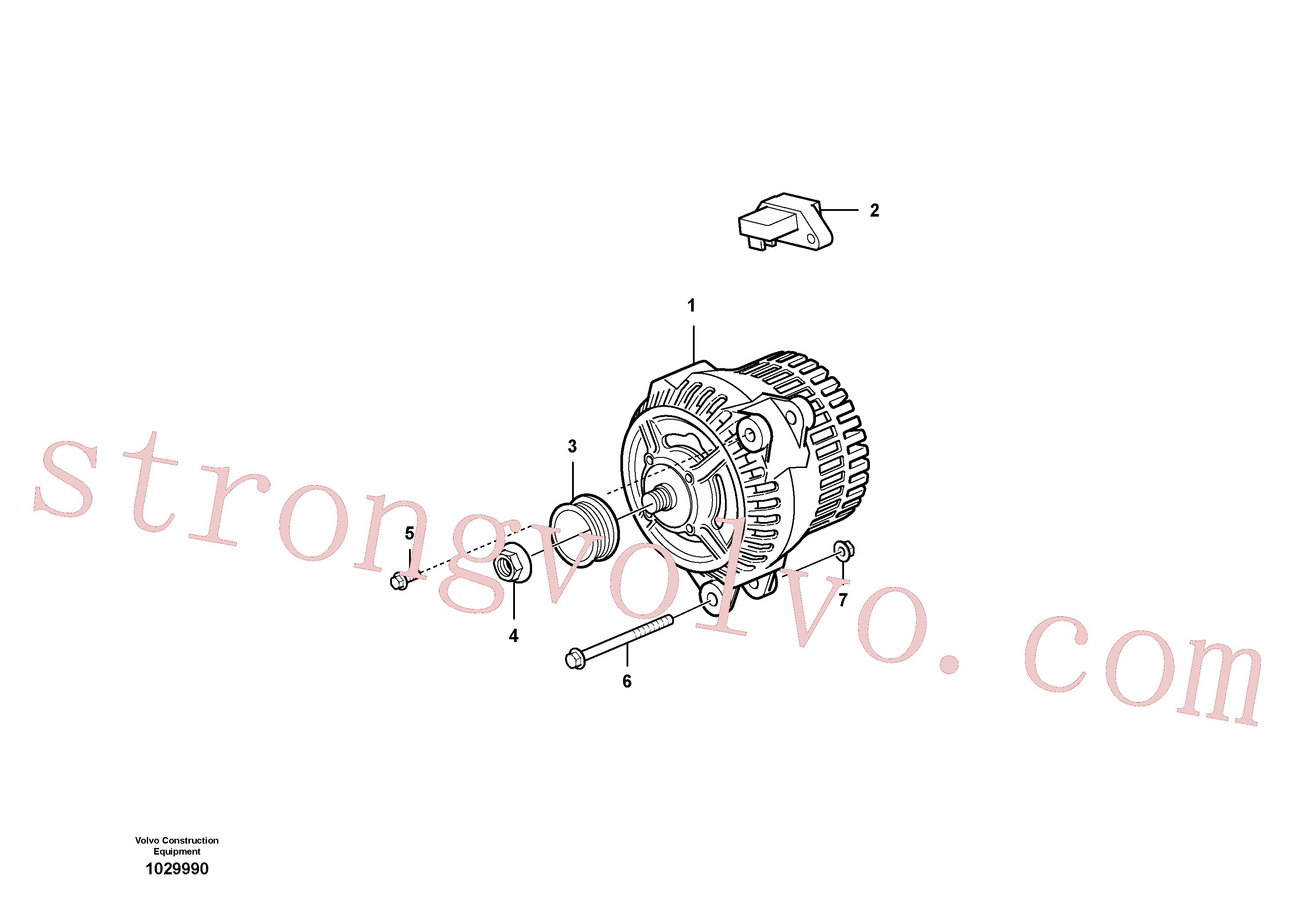 VOE979935 Volvo Alternador com detalhes de montagem(1029990 Montagem)