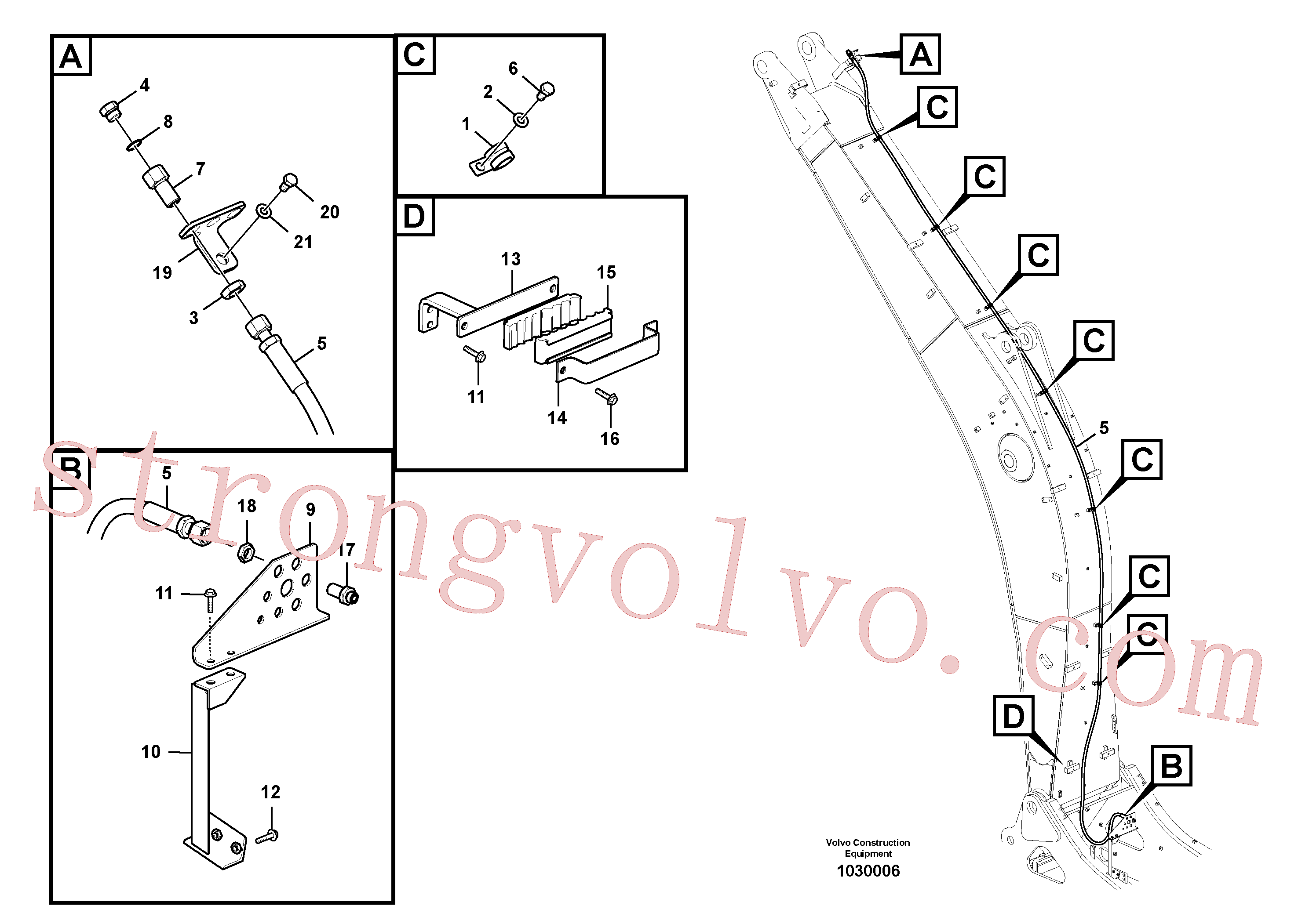 VOE14541248 Volvo Hidráulica de serviço, fuga de óleo na lança(1030006 Montagem)