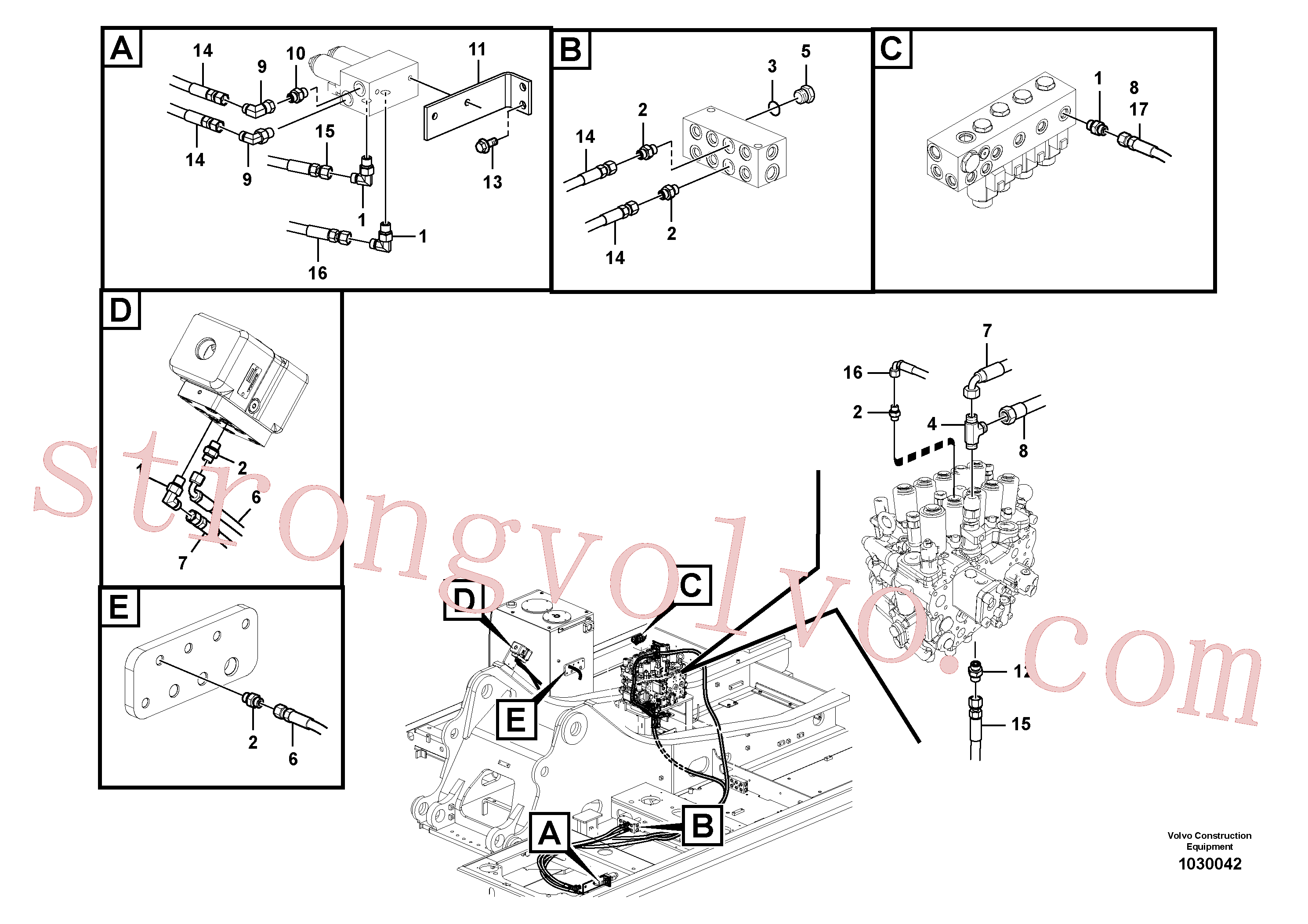 VOE937512 Volvo Hidráulica de serviço, martelo e cortador para fluxo da bomba auxiliar(1030042 Montagem)