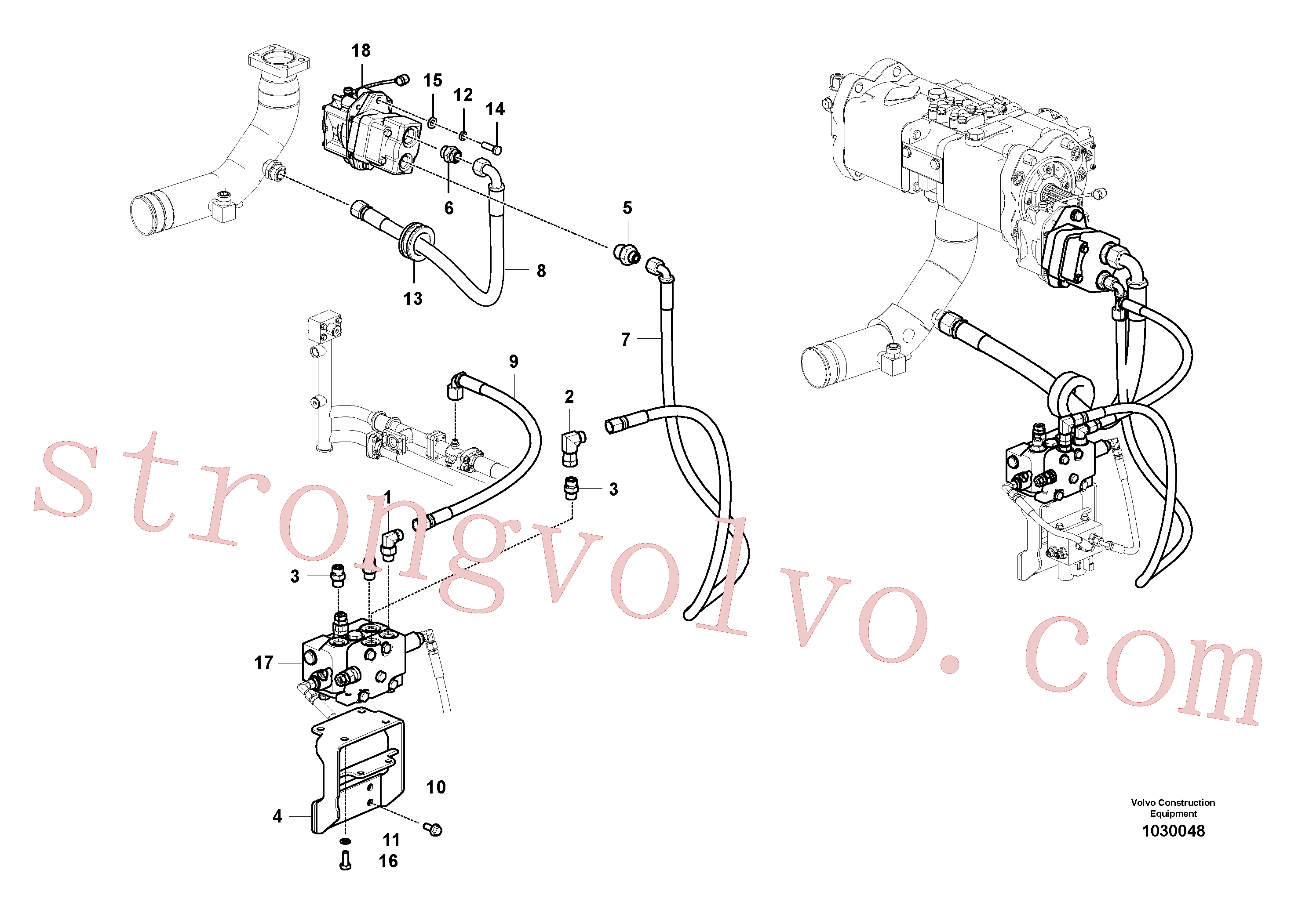VOE14661140 Volvo Hidráulica de serviço, inclinação e rotor na estrutura superior(1030048 Montagem)