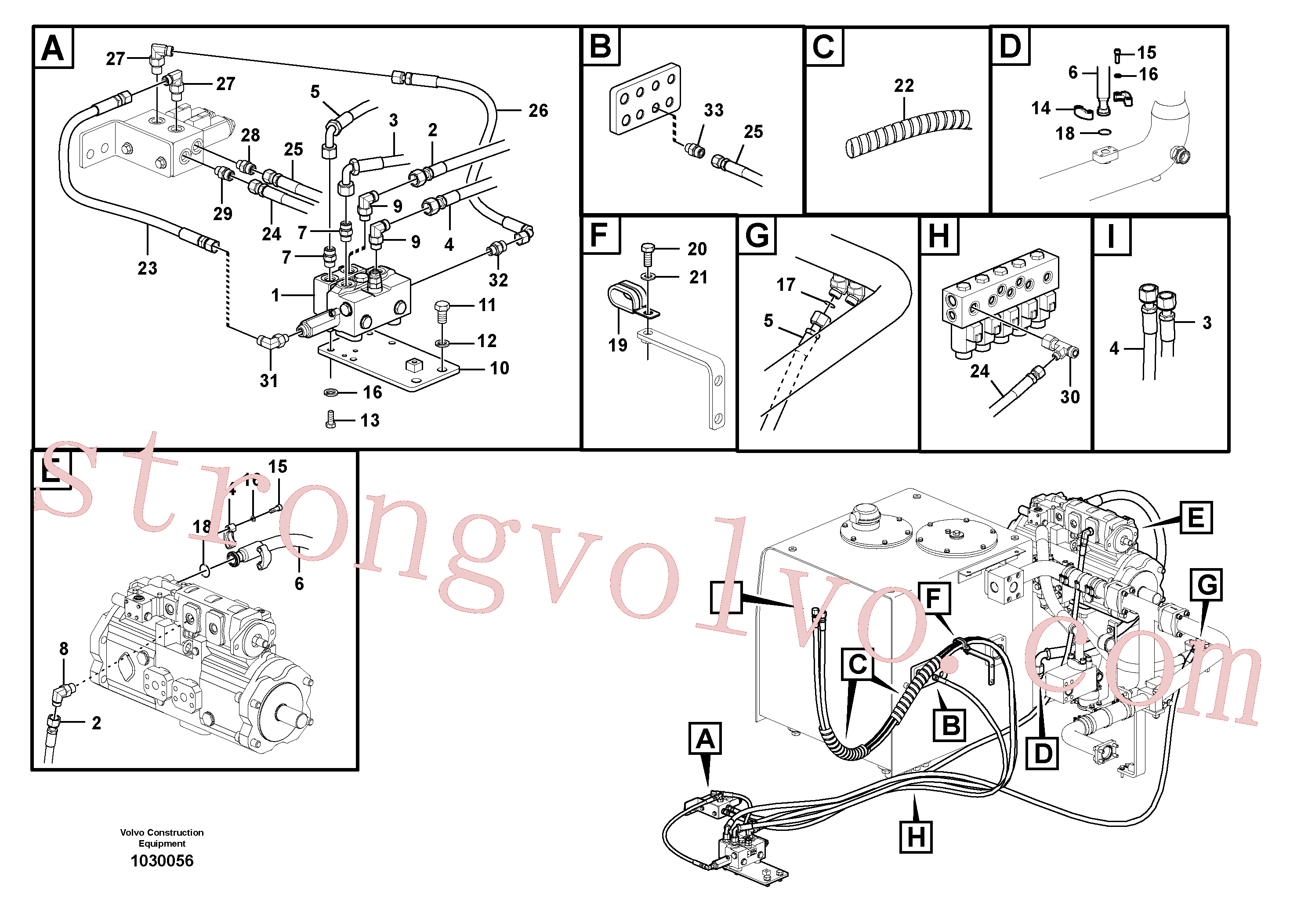 VOE15800446 Volvo Hidráulica de serviço, inclinação e rotor na estrutura superior(1030056 Montagem)