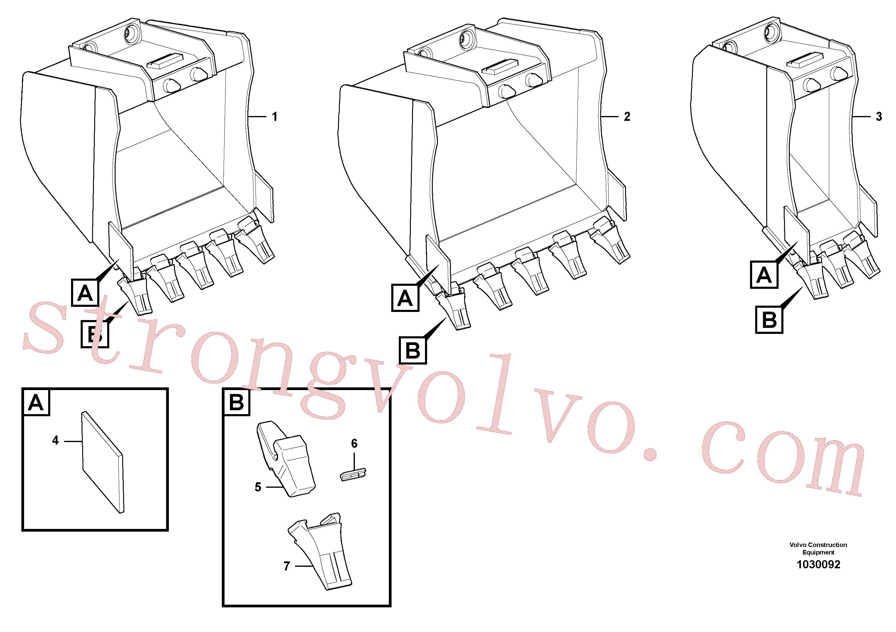VOE11806922 Volvo Baldes para Quickfit (engate rápido)(1030092 Montagem)