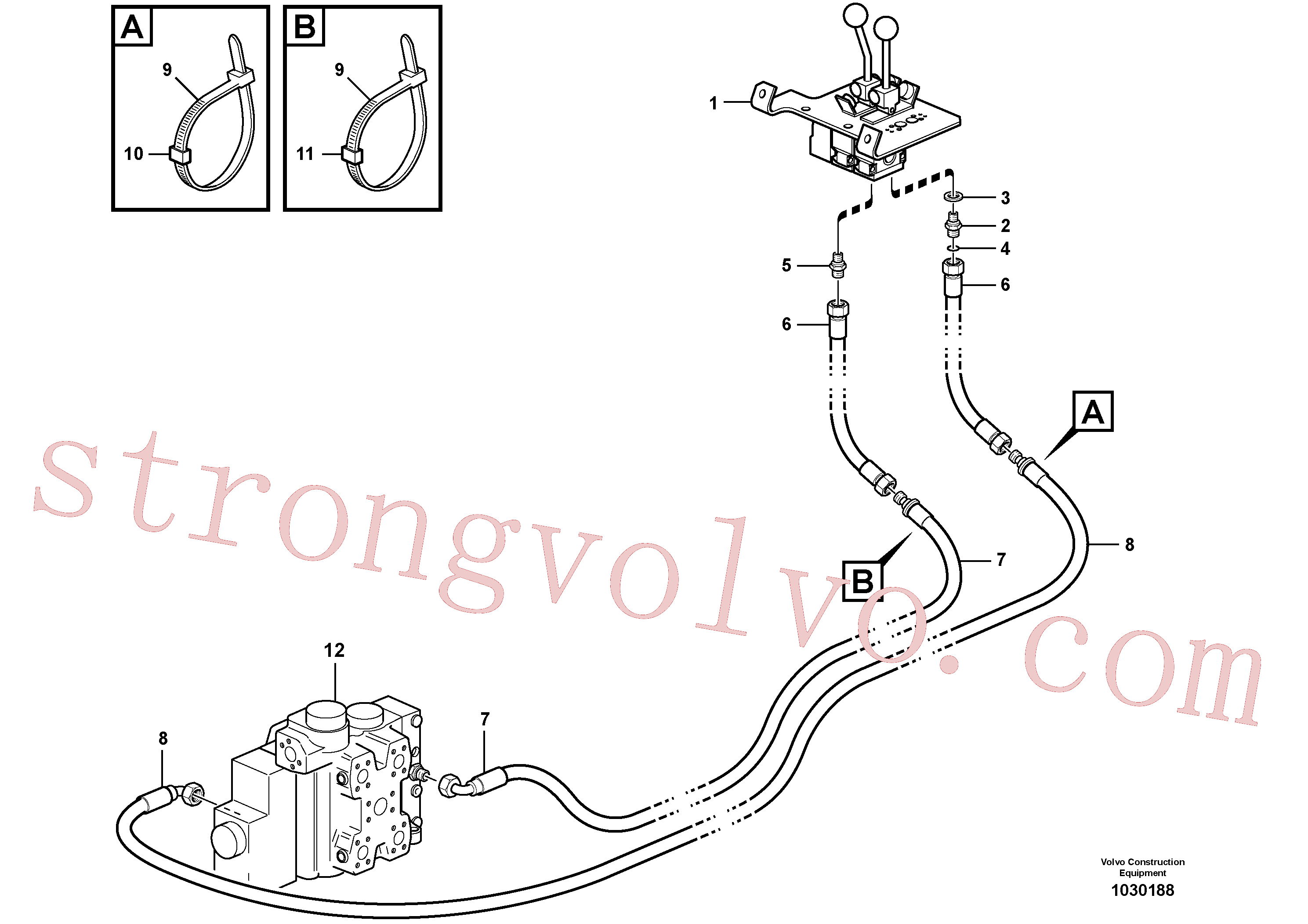 VOE11445291 Volvo Servomotor - hidráulico, linhas de comando, elevação(1030188 Montagem)