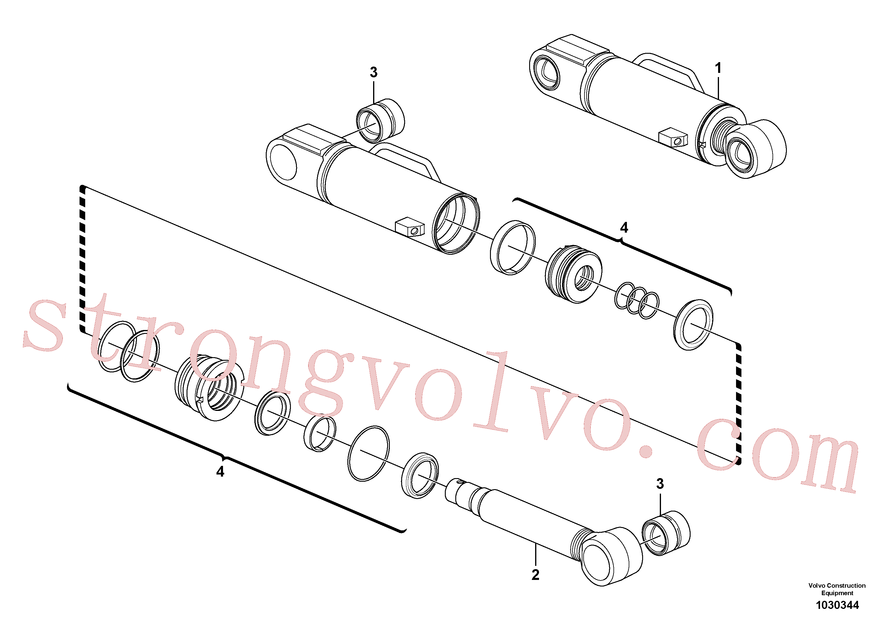 VOE11710564 Volvo Cilindro da lâmina niveladora(1030344 Montagem)