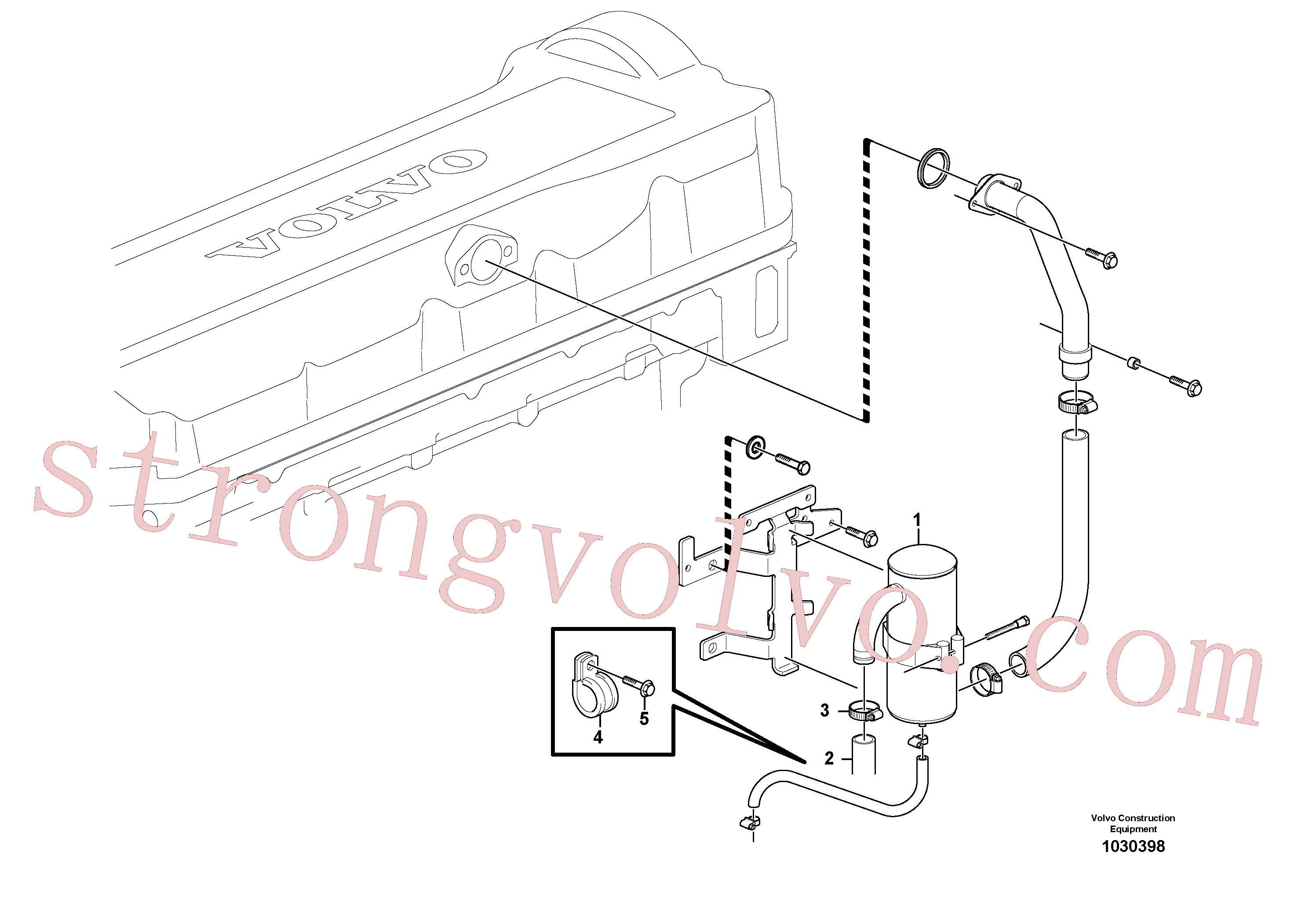 VOE952643 Volvo Ventilação do cárter(1030398 Montagem)