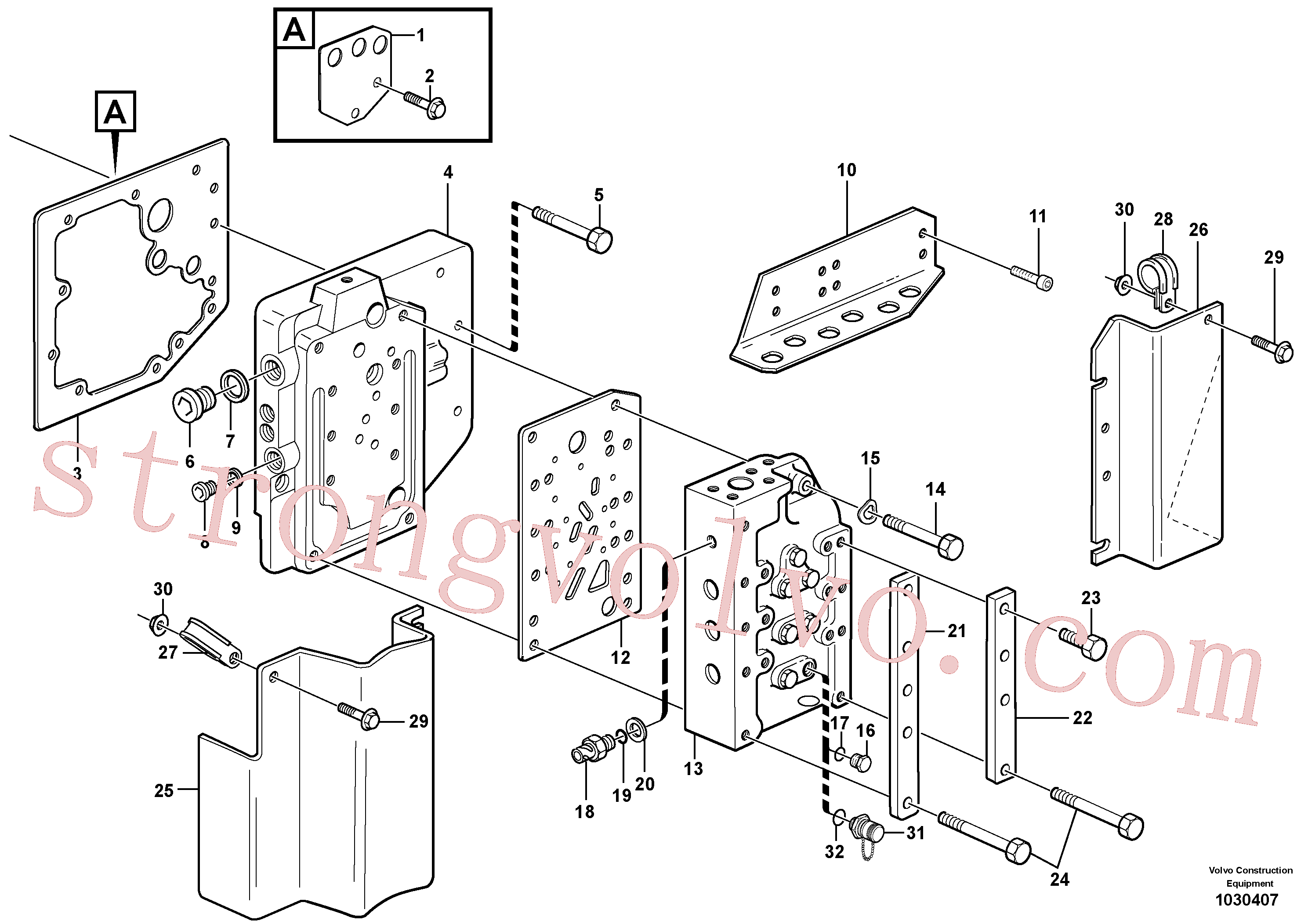 VOE936441 Volvo Válvula do selector de gama com acessórios(1030407 Montagem)